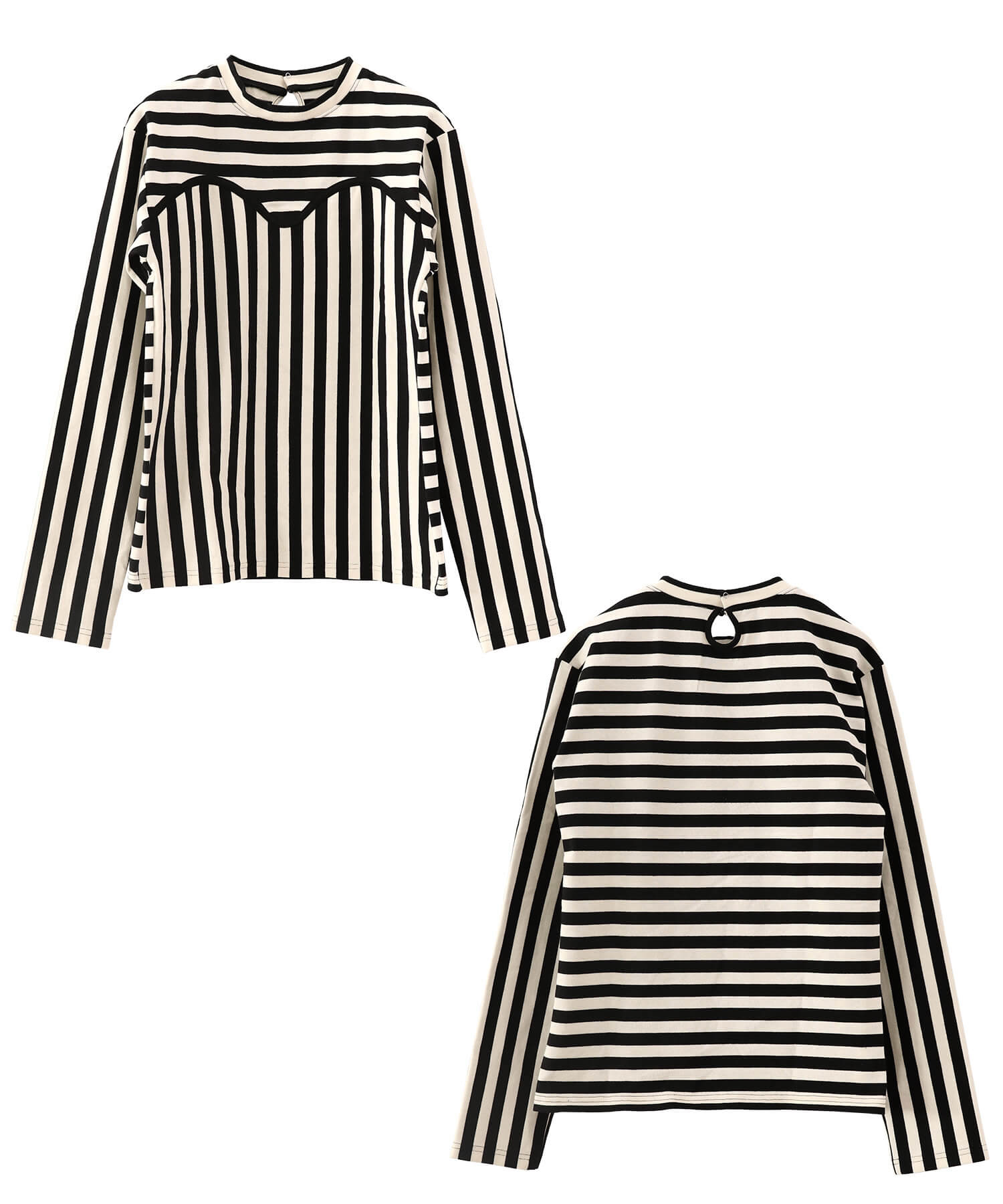 ミックスボーダービスチェロンT | Mixed border bustier long tee