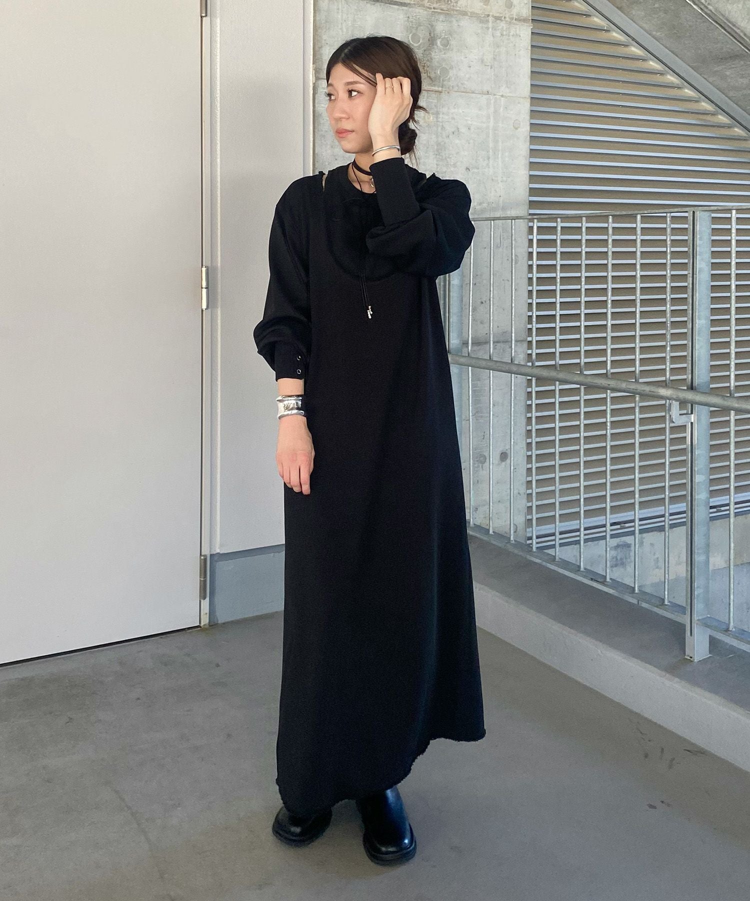 truely様　wafu ロングワンピース レイヤードデザインワッフルワンピース | Layered design waffle one