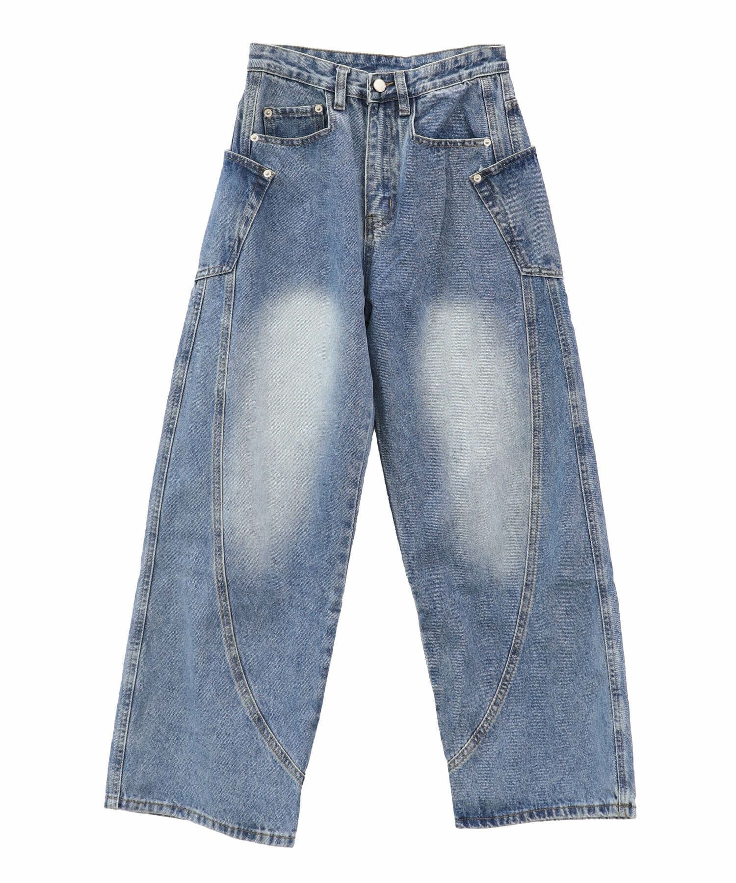 サイドポケットデザインワイドデニム | Side pocket design wide denim