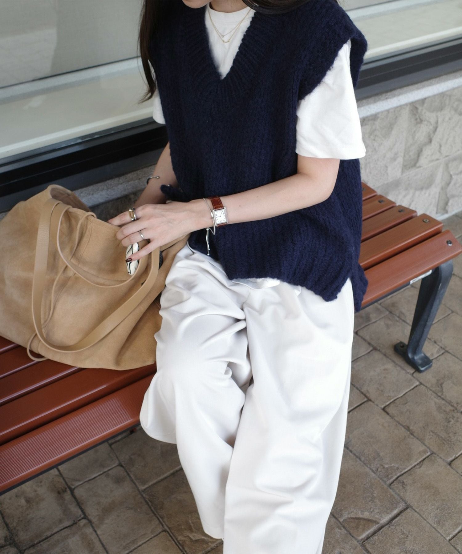 nknit V-neck KNIT vest ニットベスト KNIT MD VEST [BLACK] - WUNDER 大阪 セレクトショップ 大阪梅田中崎町