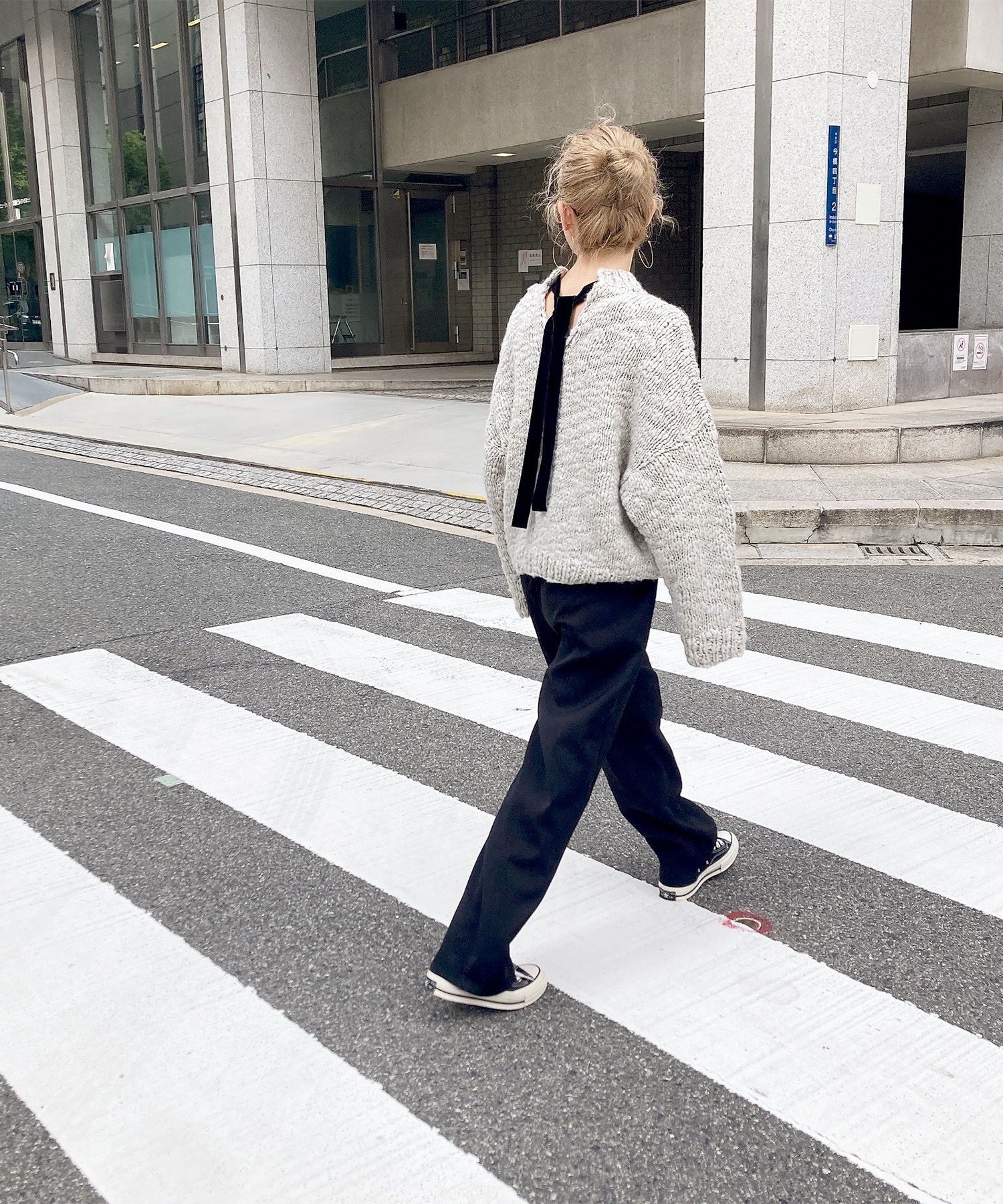スラブヤーンリボンデザインハンドニット | Slub yarn ribbon design スラブヤーンリボンデザインハンドニット | Slub yarn ribbon design