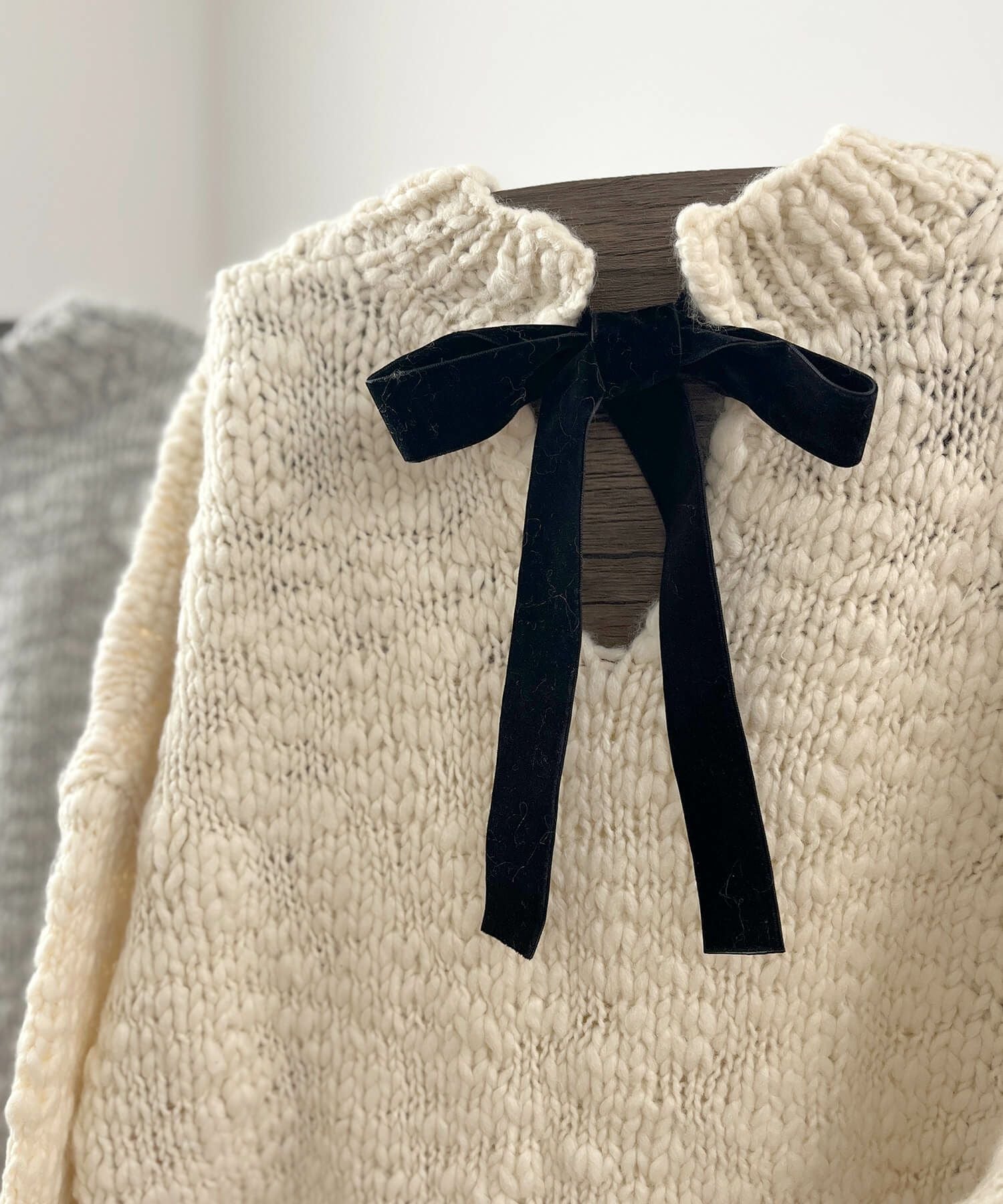 スラブヤーンリボンデザインハンドニット | Slub yarn ribbon design スラブヤーンリボンデザインハンドニット | Slub yarn ribbon design
