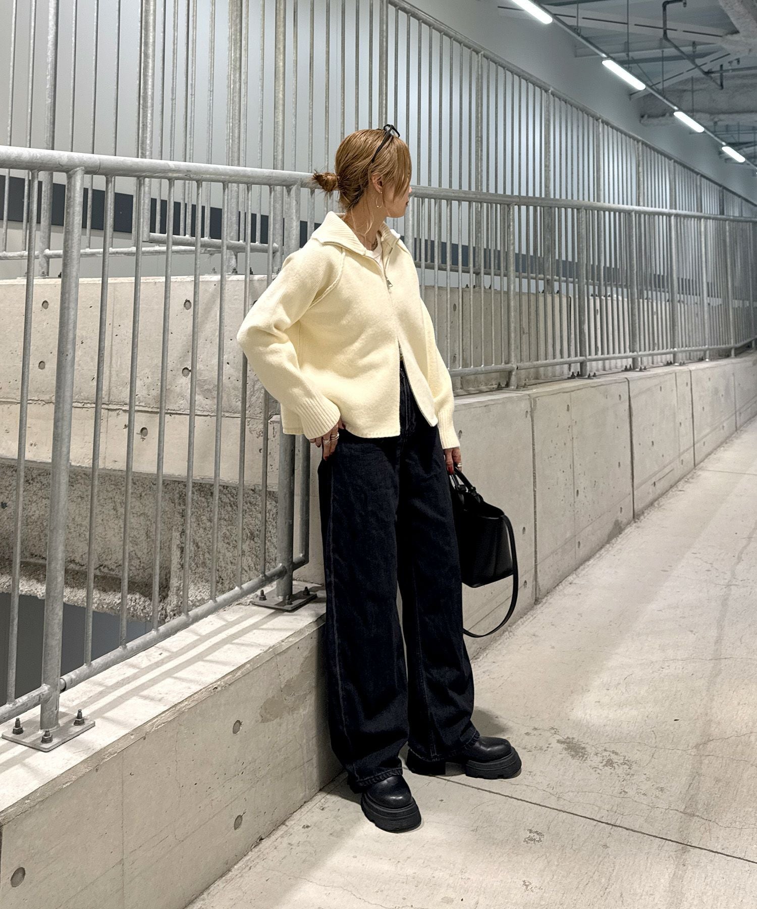 スタンドカラーダブルジップニット | Stand collar double zip knit