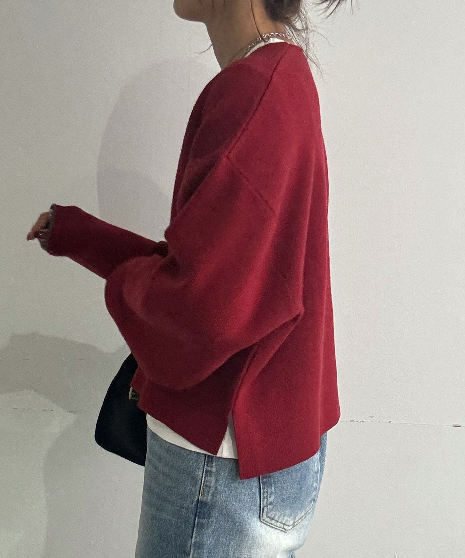 ✨タグ付き✨ Rirandture バックシャンクロップドニット 2 レッド　赤 楽天市場】ダブルジャガードクロップドニット 24AW NATURAL BEAUTY