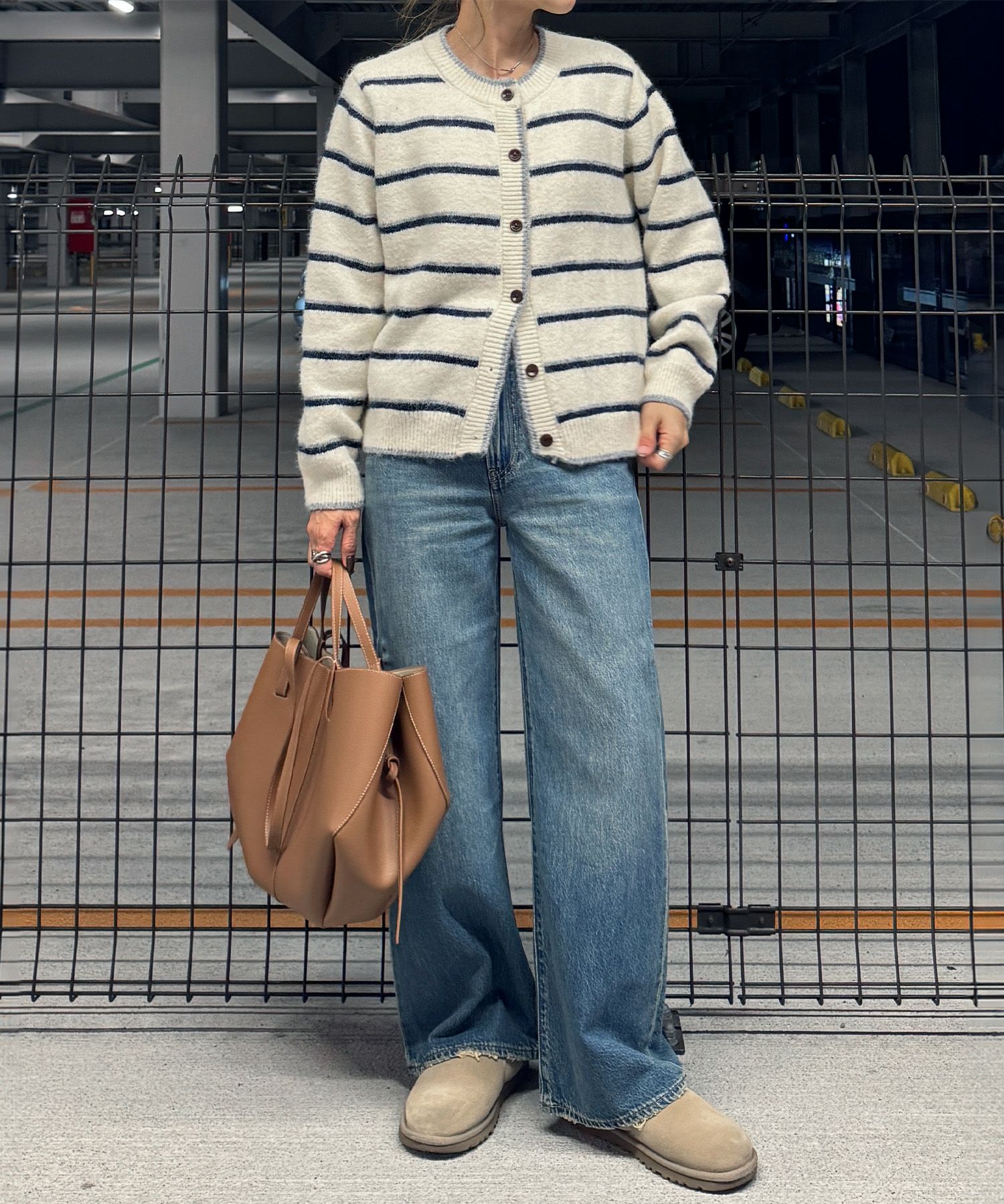 ウールニットボーダーカーディガン | Wool knit border cardigan
