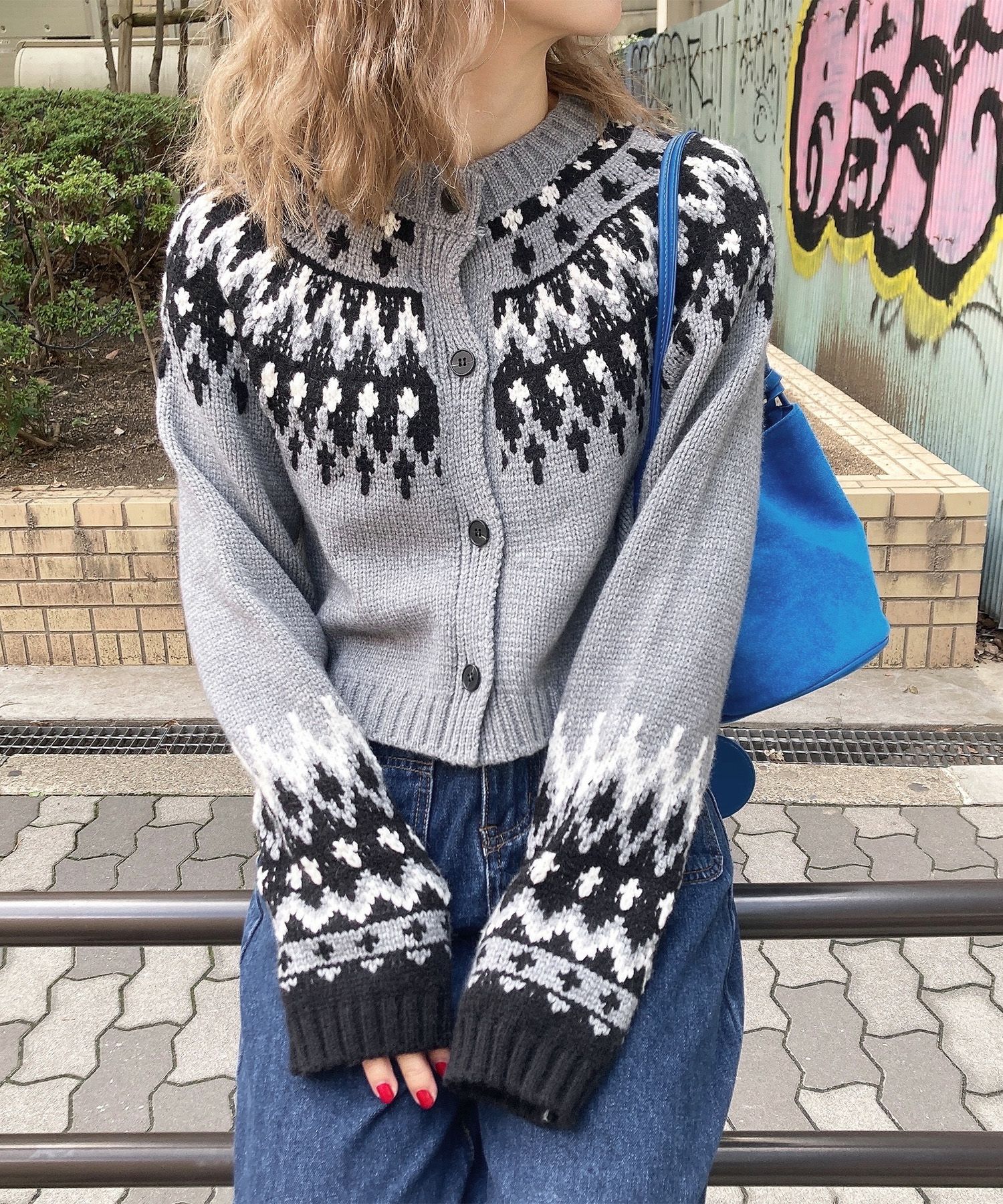 ノルディック柄クロップドニット | Nordic cropped knit (comochi select) ノルディック柄クロップドニット | Nordic cropped knit (comochi select)