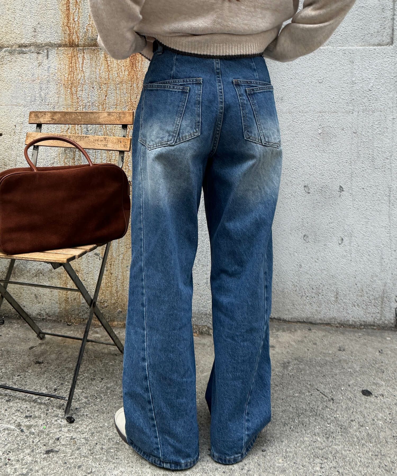 バックダブルポケットワイドデニム | Back double pocket wide denim