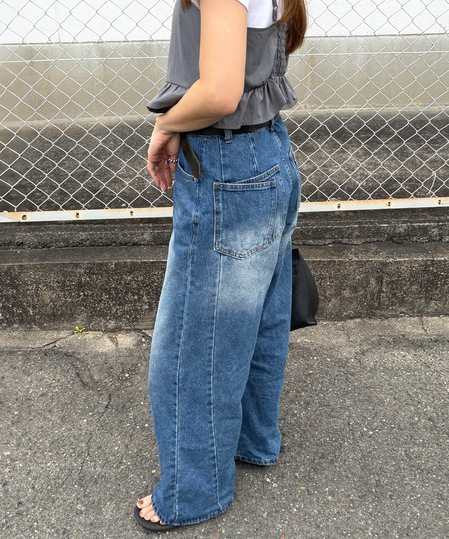 バックダブルポケットワイドデニム | Back double pocket wide denim