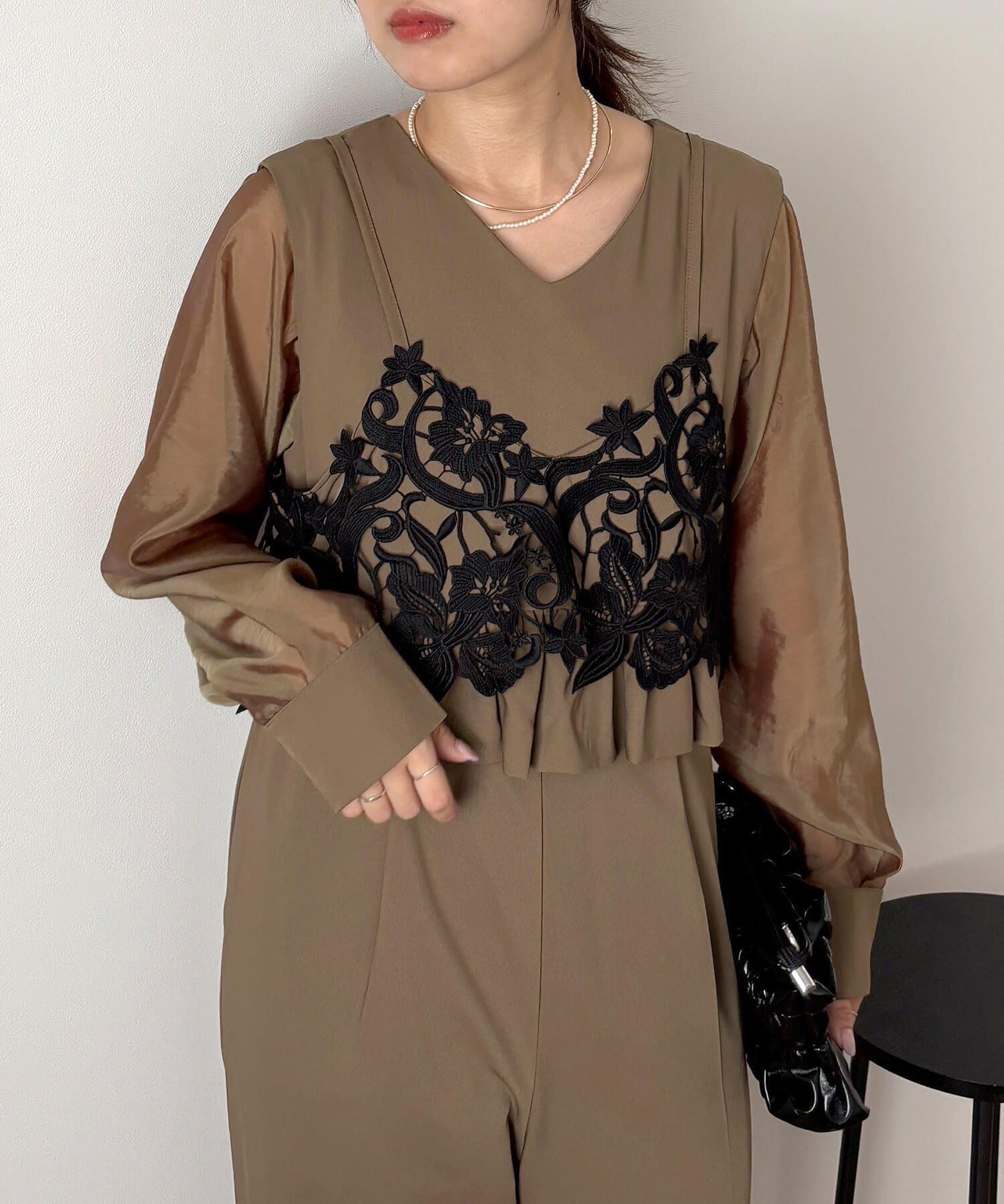 レースデザインキャミソールビスチェ | Lace design camisole bustier
