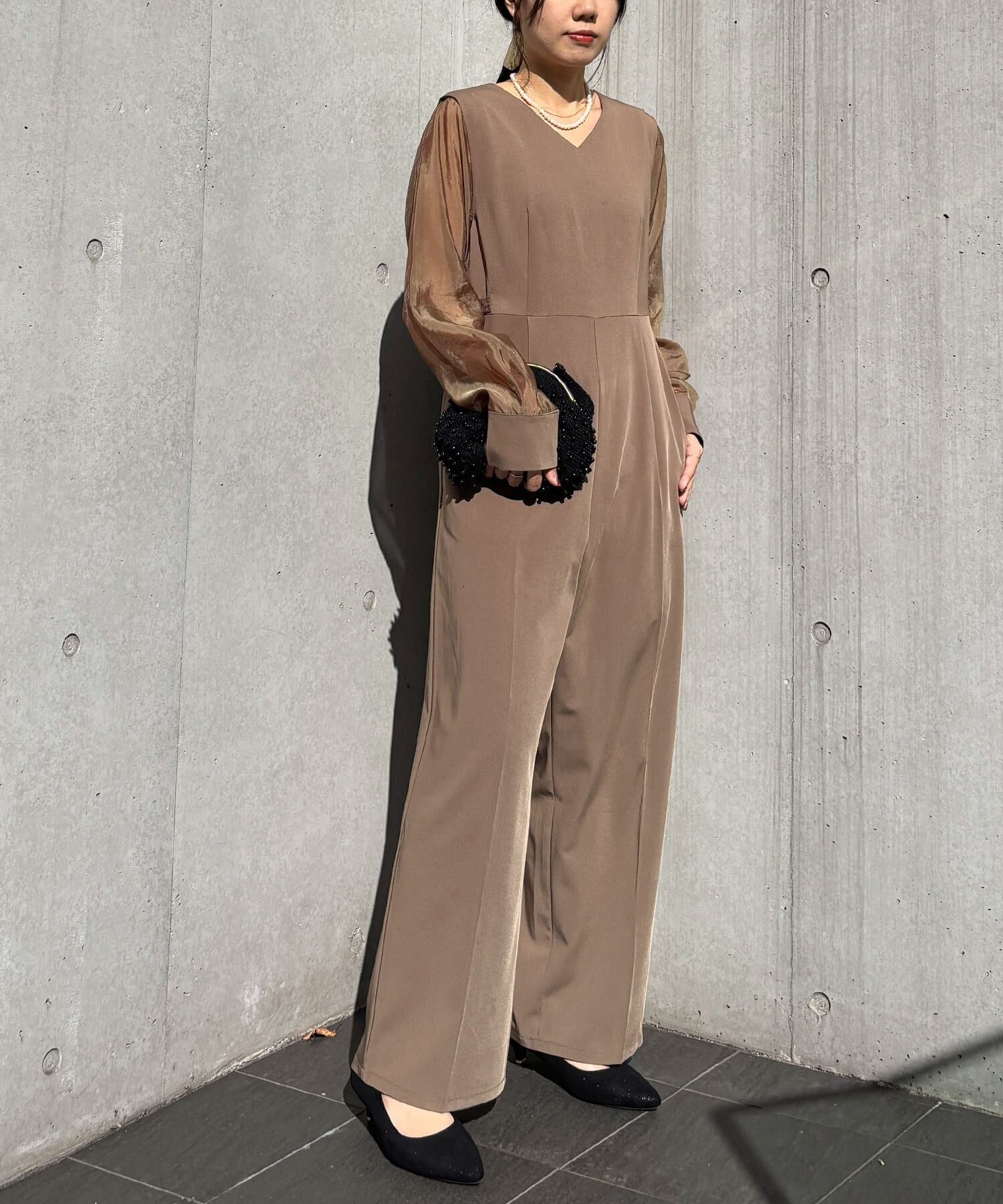 2wayシアースリーブパンツドレス | 2way sheer sleeve pants dress
