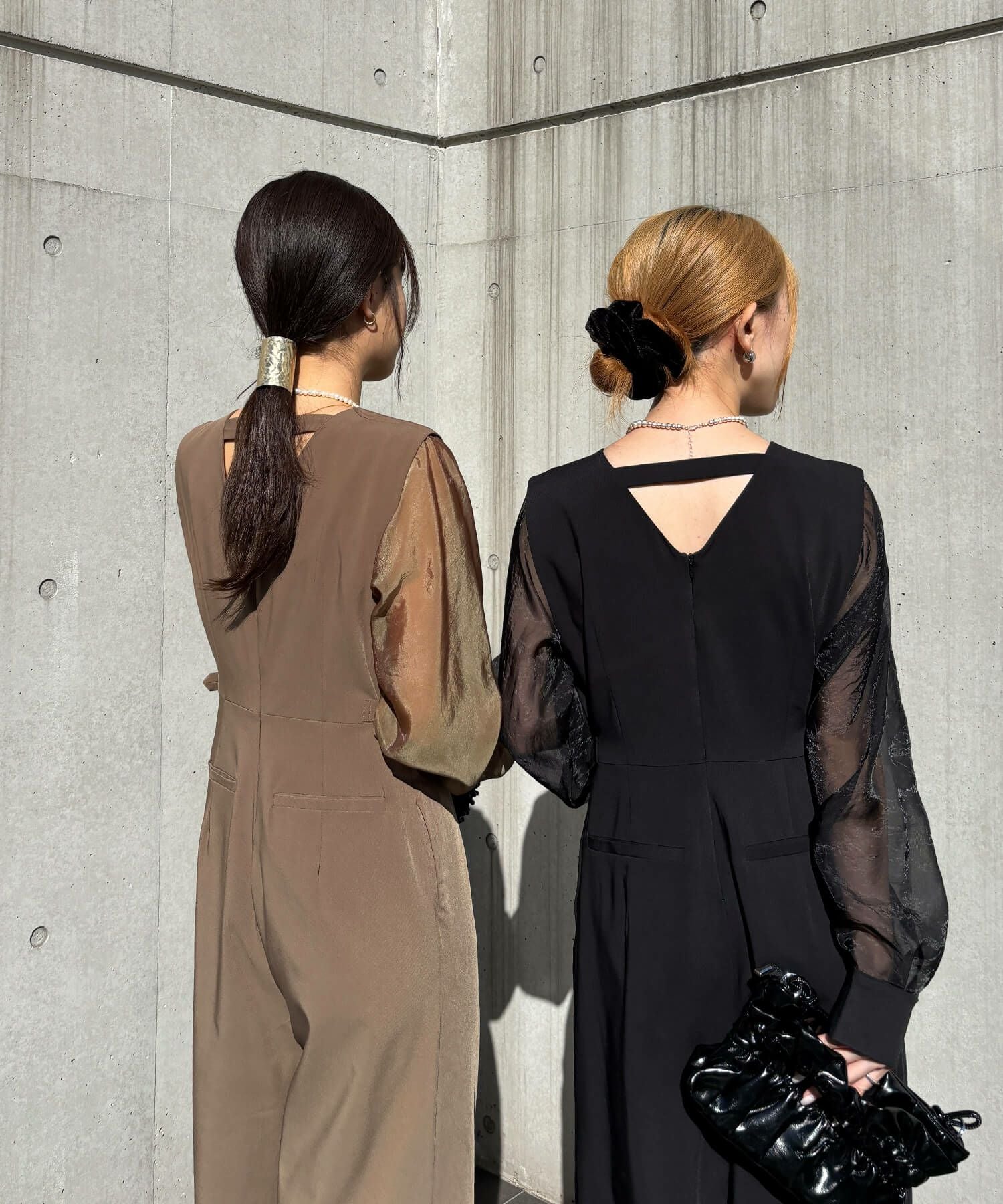 2wayシアースリーブパンツドレス | 2way sheer sleeve pants dress