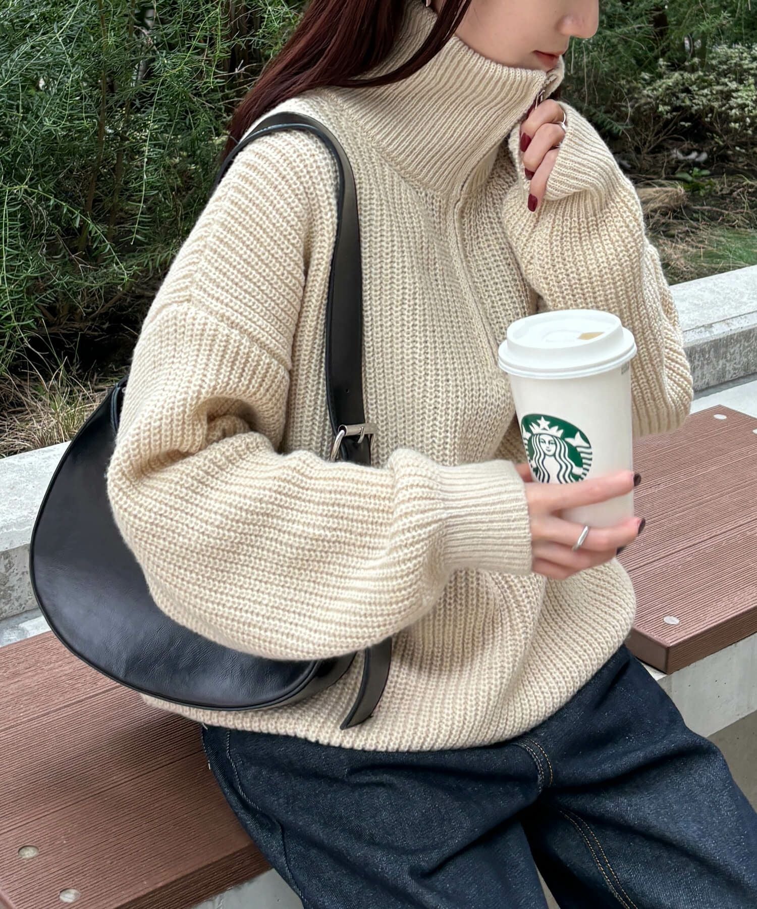 ハーフジップスタンドネックニット | Half zip stand neck knit (isook