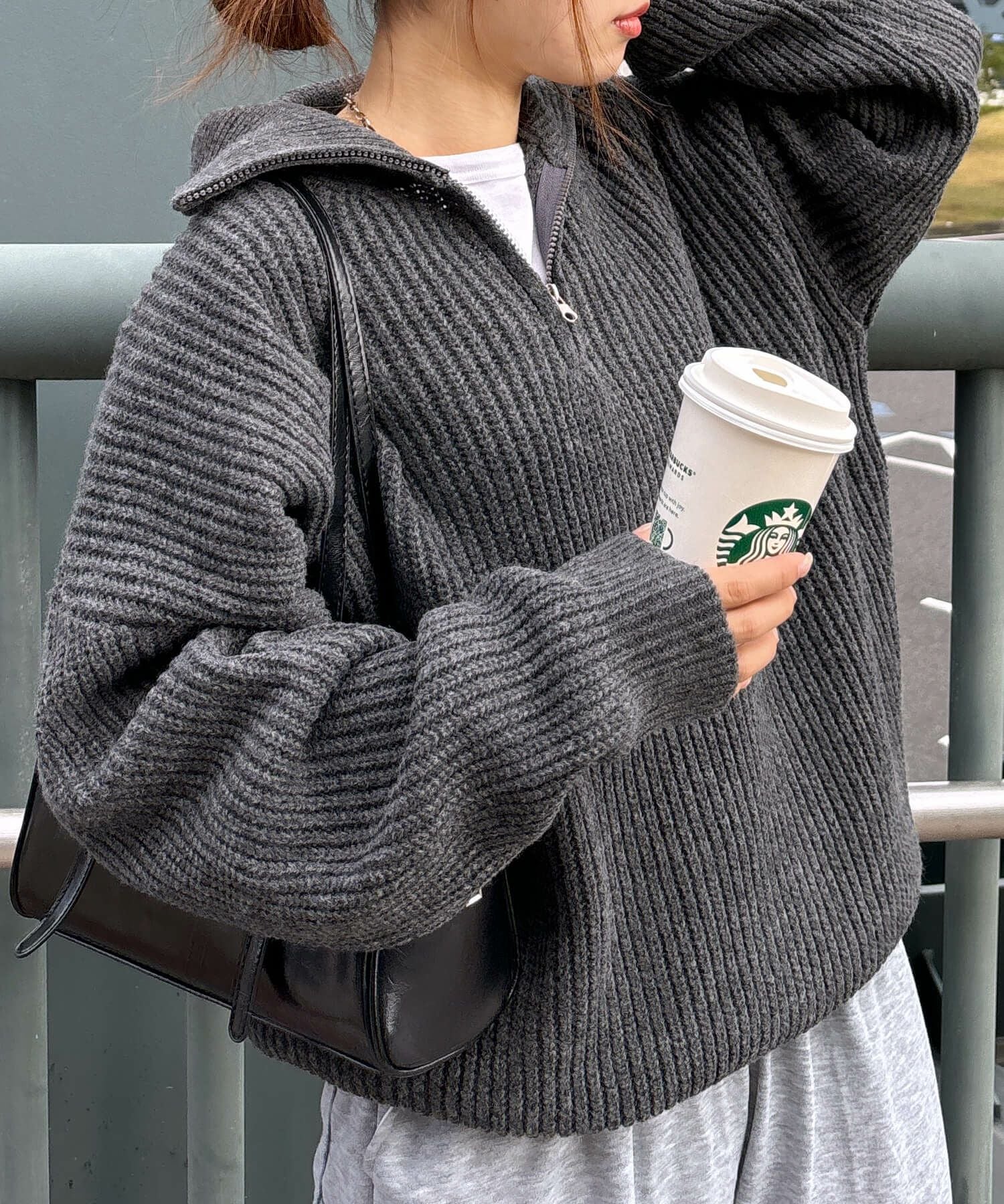 ハーフジップスタンドネックニット | Half zip stand neck knit (isook