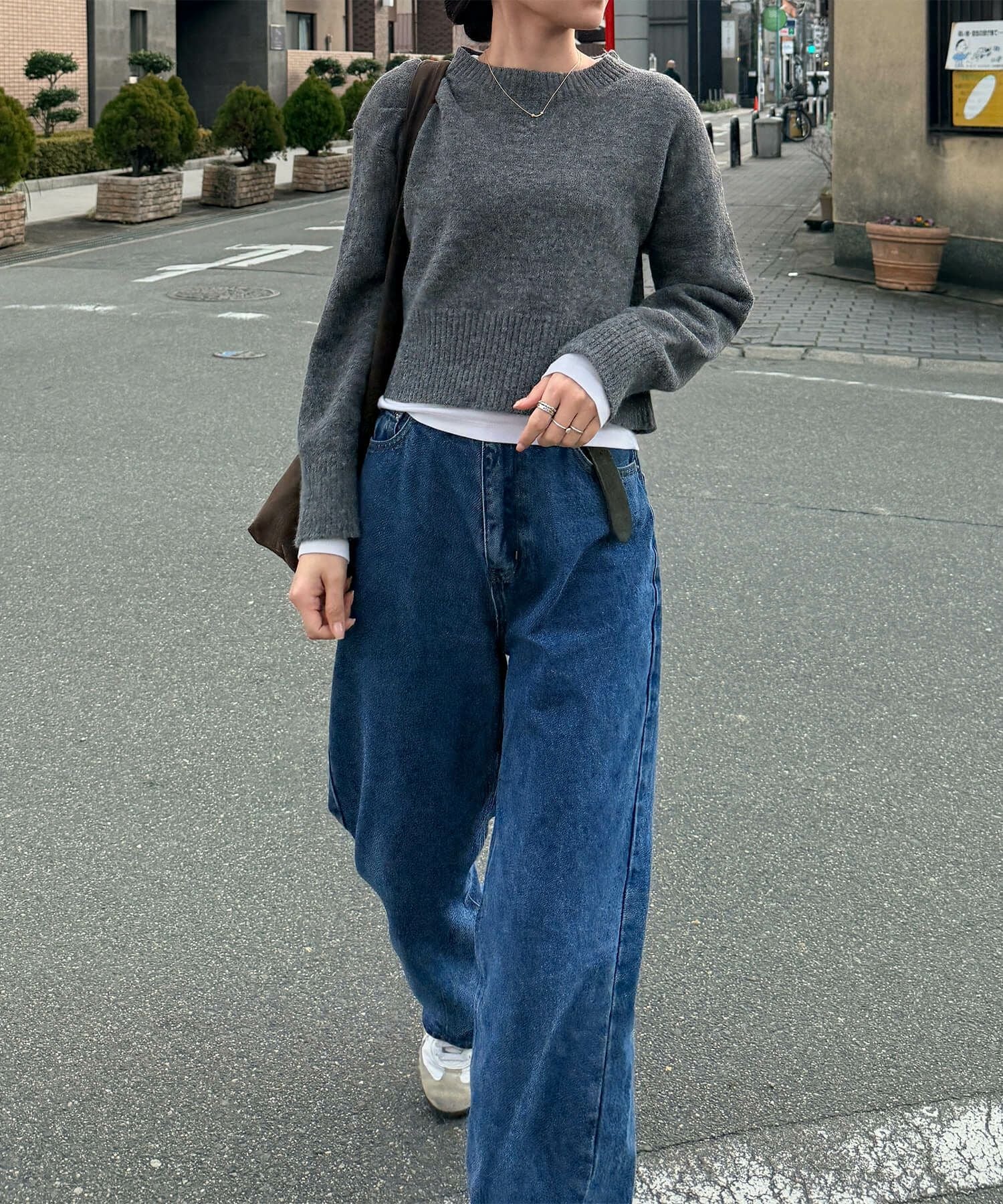 ラウンドネックリブニットカーディガン | Round neck rib knit