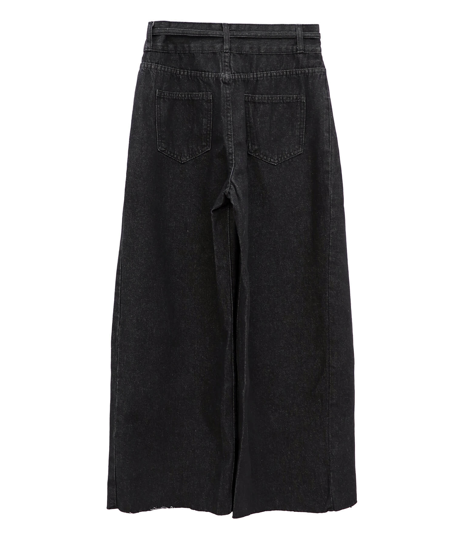 ウエストリボンブラックワイドデニム | Waist ribbon black wide denim