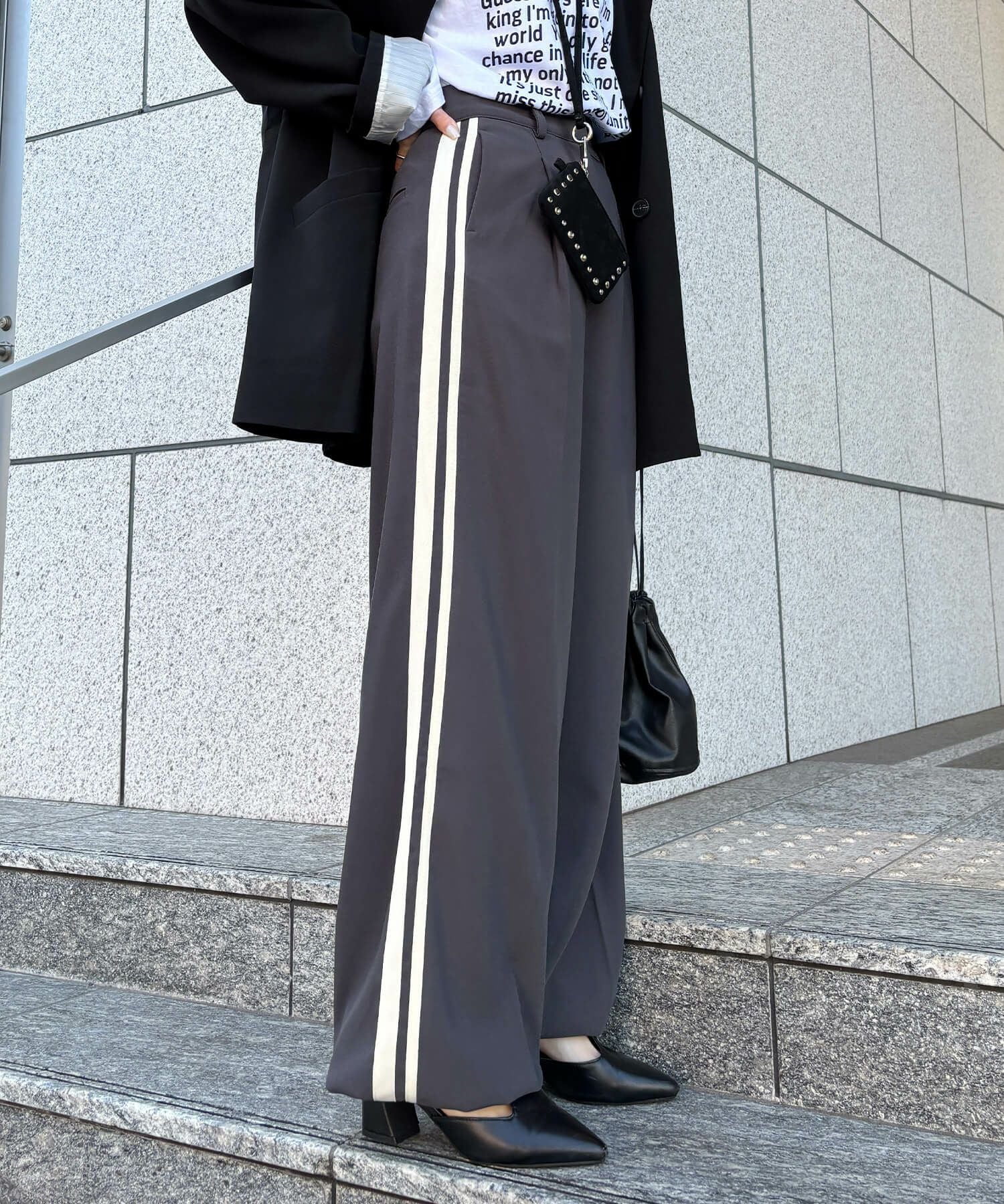 サイドラインワイドスラックス | Side line wide slacks (isook select)