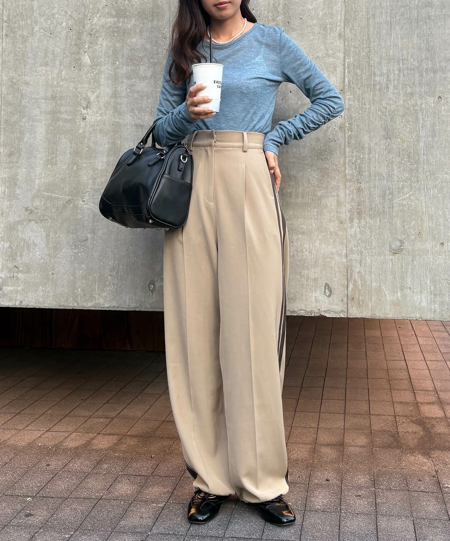 サイドラインワイドスラックス | Side line wide slacks (isook select)