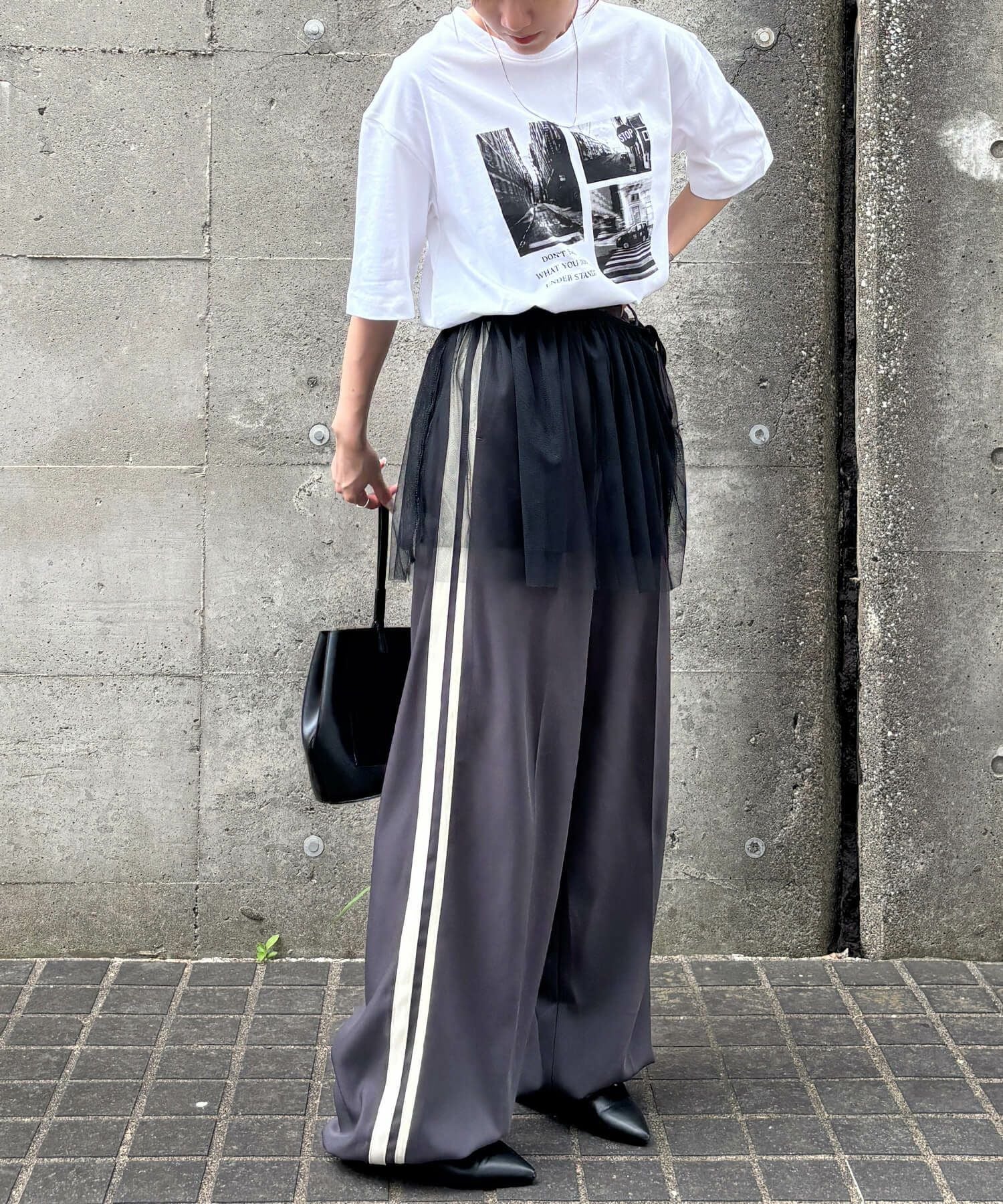 サイドラインワイドスラックス | Side line wide slacks (isook original)