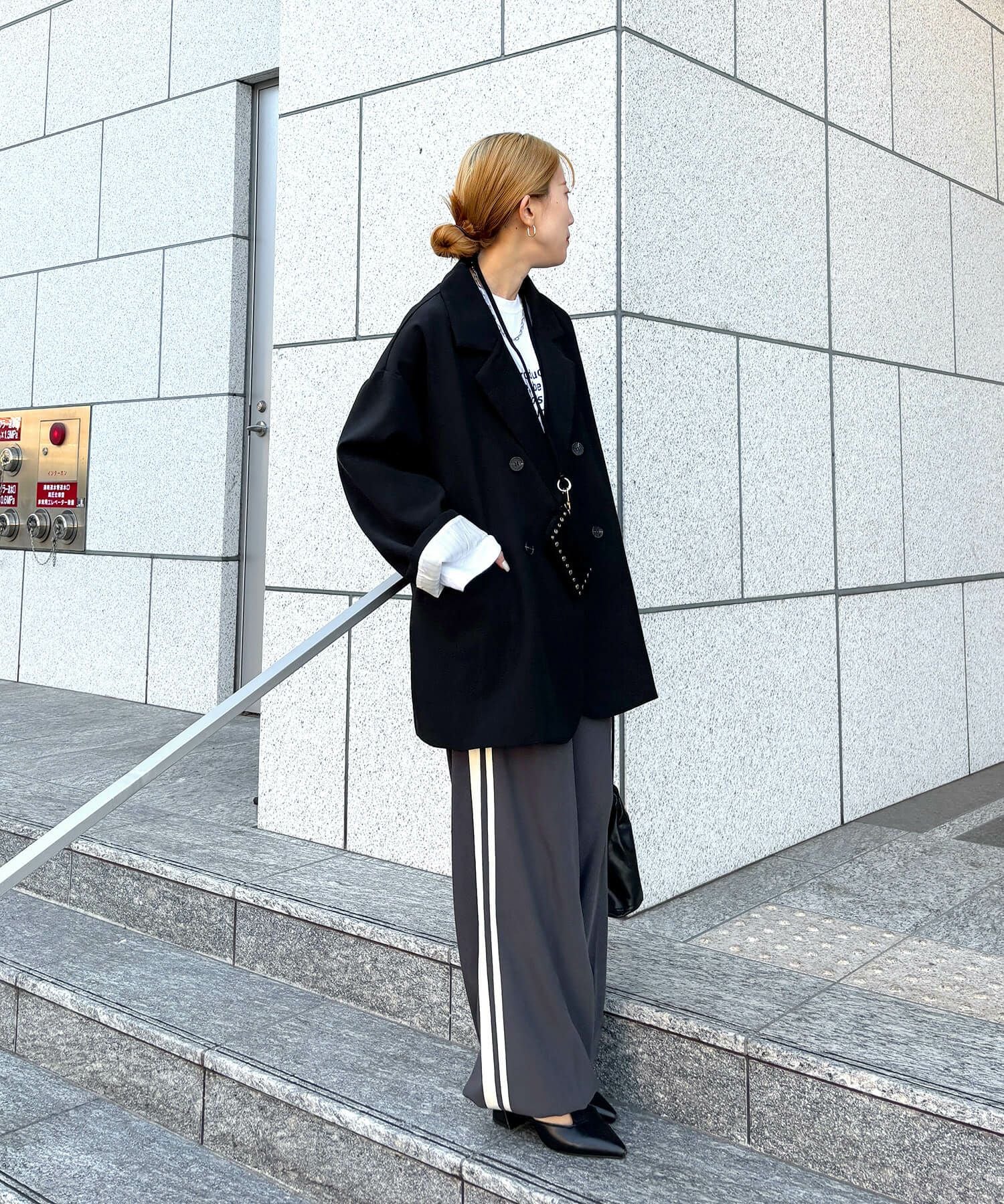 サイドラインワイドスラックス | Side line wide slacks (isook original)