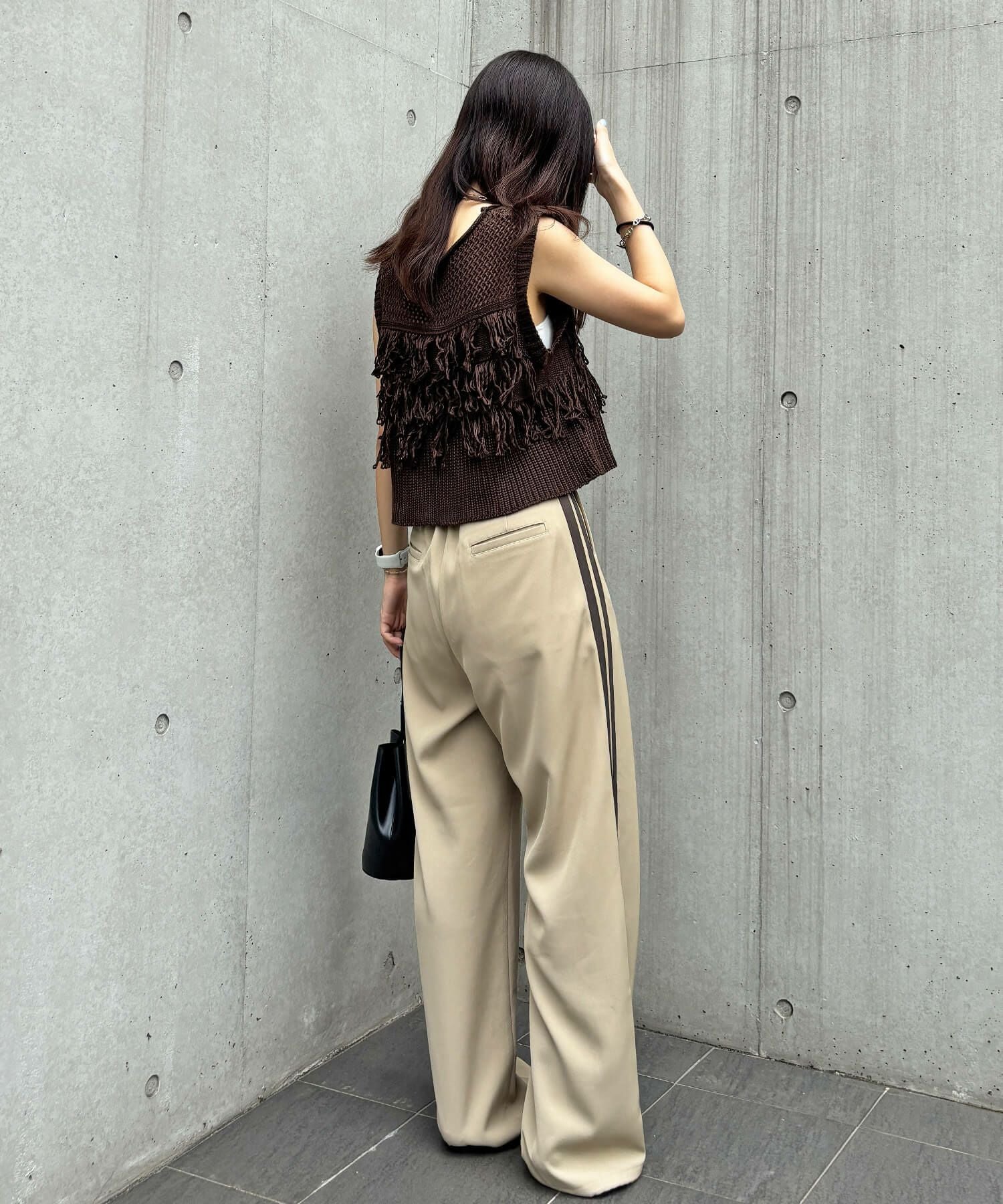 サイドラインワイドスラックス | Side line wide slacks (isook original)