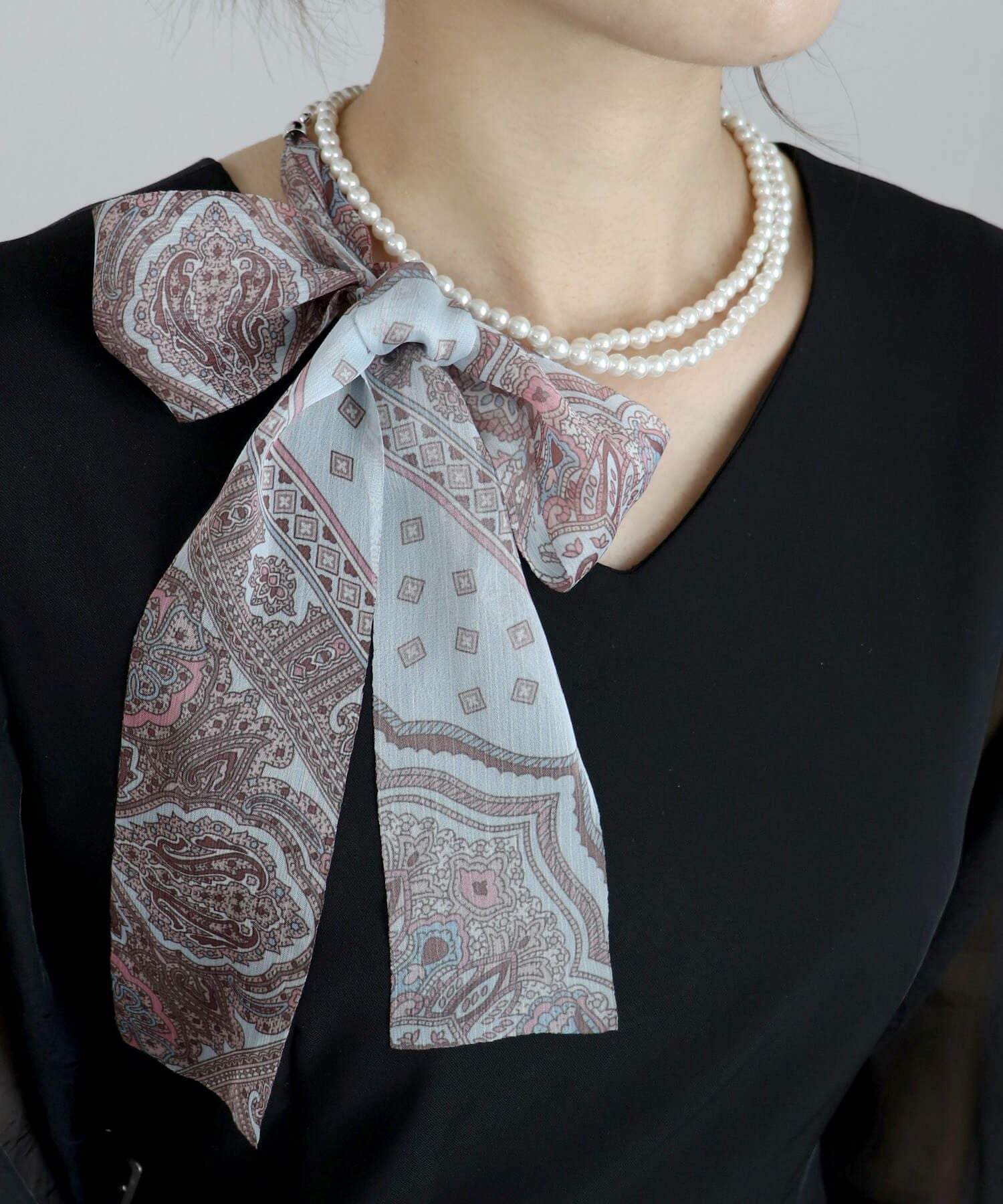 スカーフ付きパールネックレス | Scarf pearl necklace (isook select)