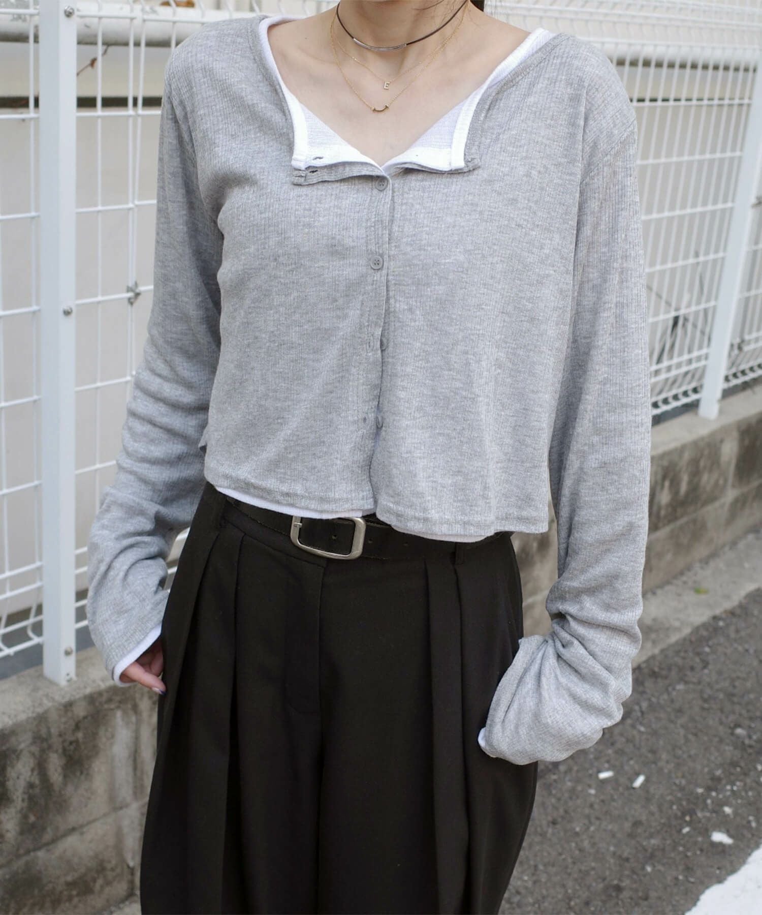 シアーリブショートカーディガン | Sheer rib short cardigan (eri