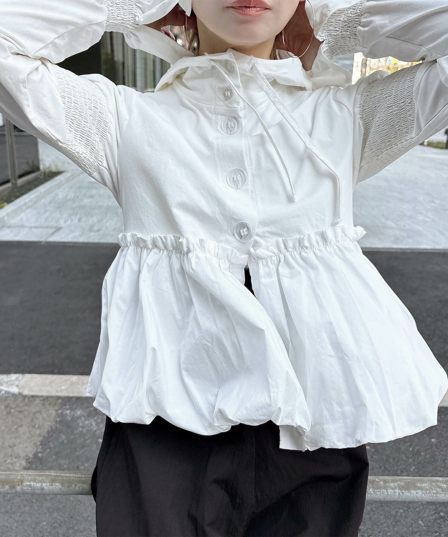 UVカットペプラムフーディ | UV cut peplum hoodie (comochi original)