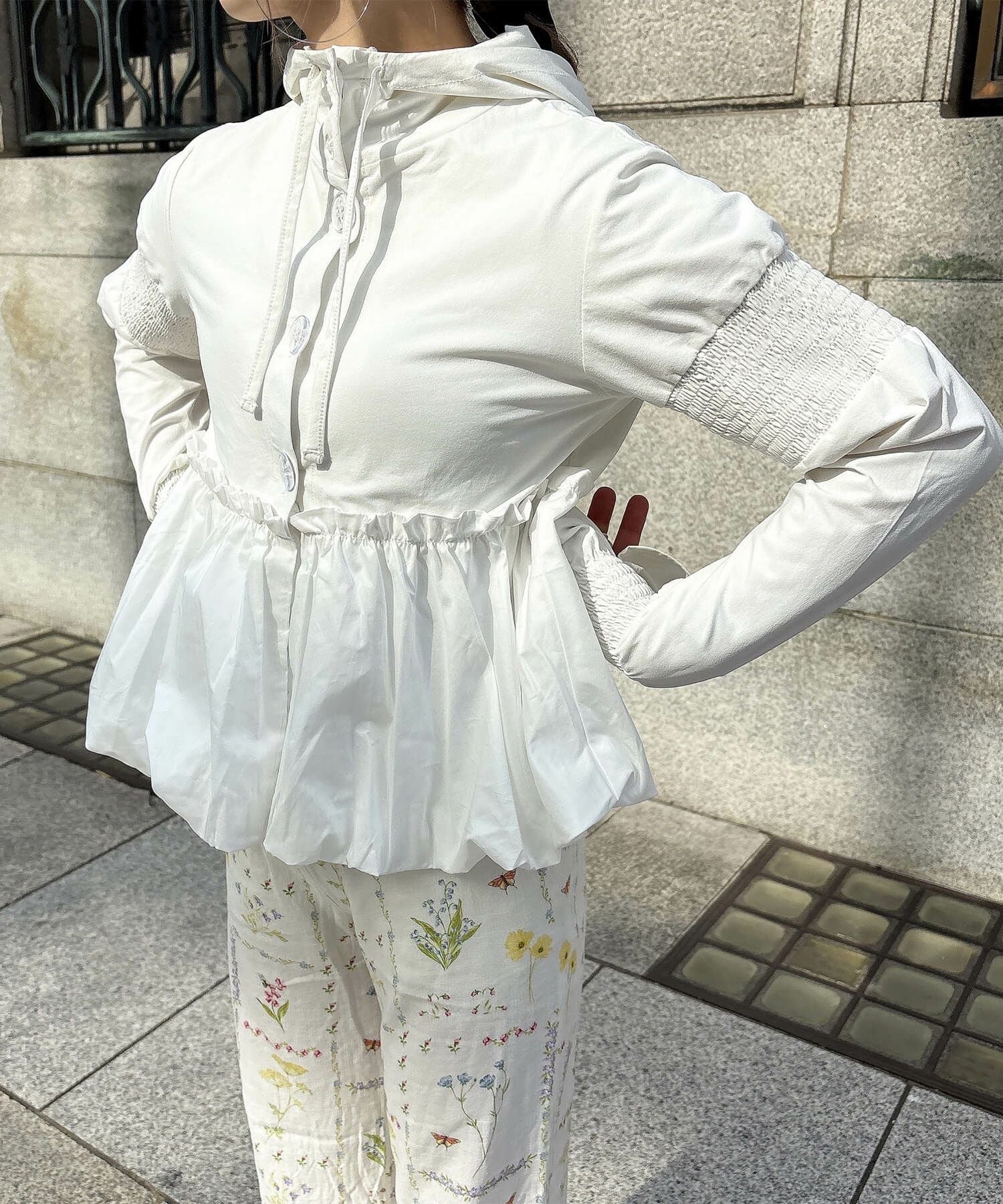 UVカットペプラムフーディ | UV cut peplum hoodie (comochi original)