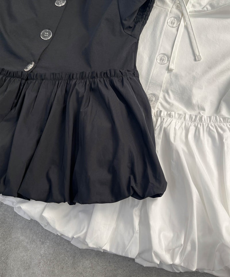 &&ペプラム部分はハリのある生地でシルエットをキープ◎&&