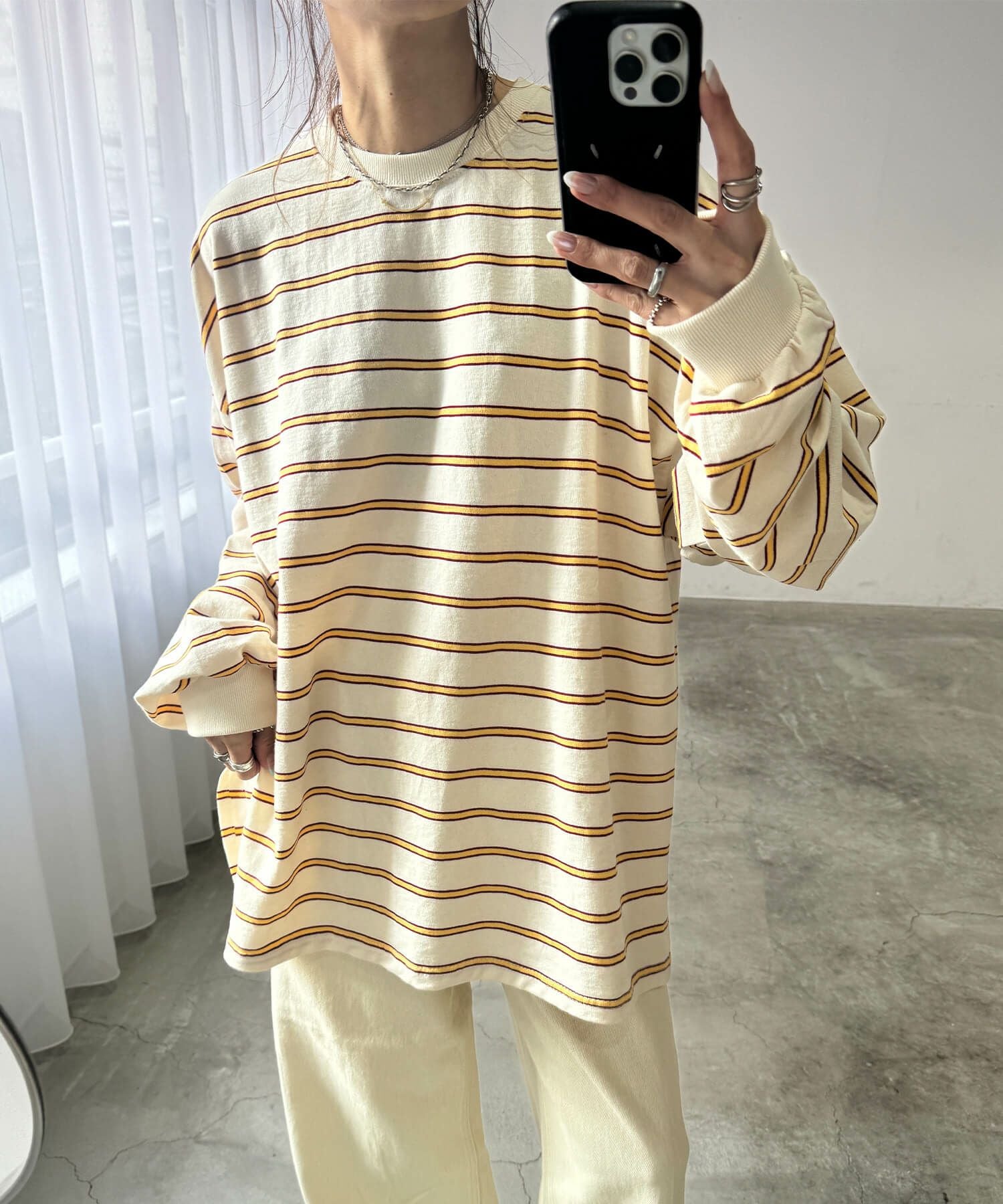 マルチボーダーロングTシャツ | Multi border long tee (chiica select)