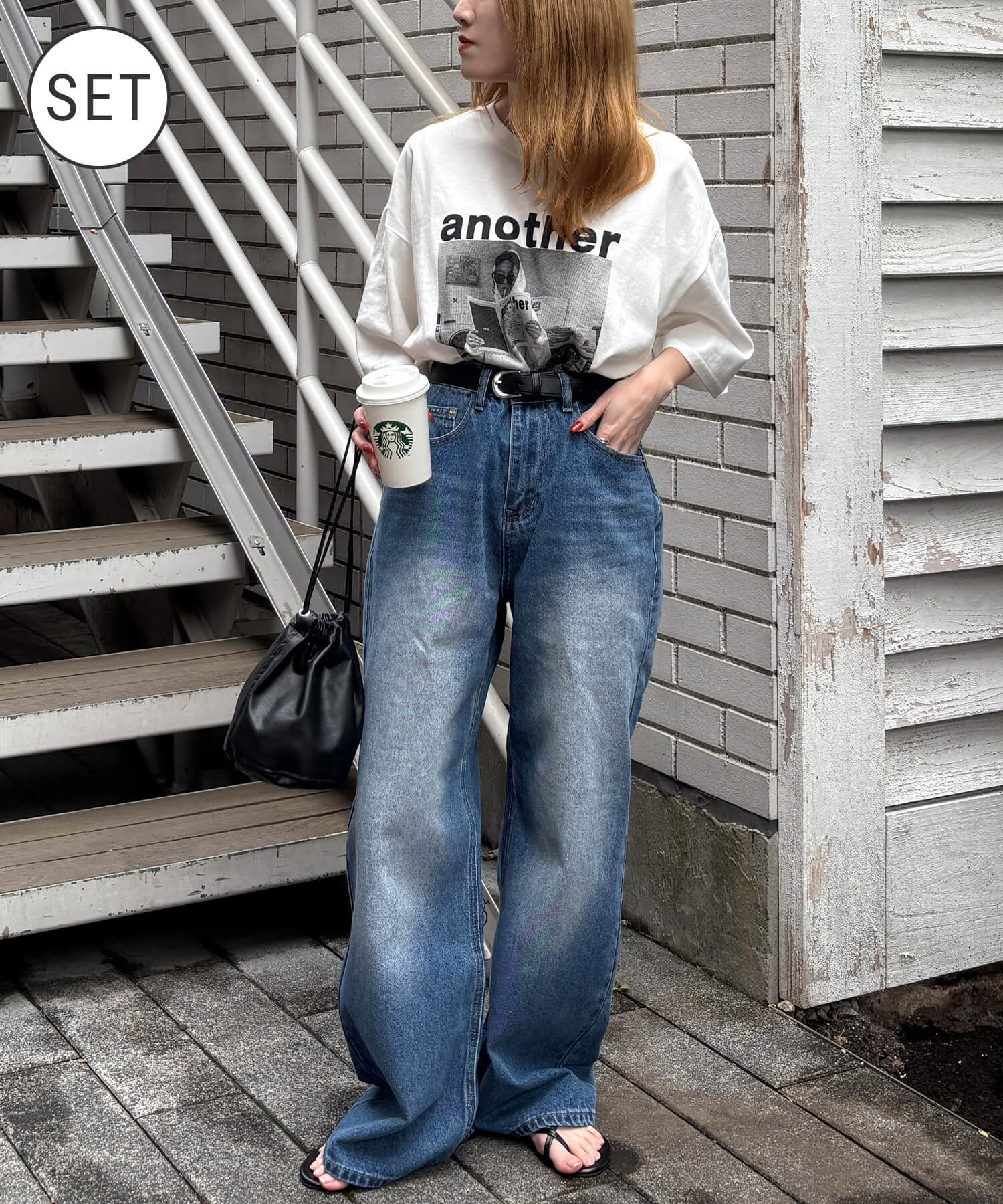 バックダブルポケットワイドデニム | Back double pocket wide denim