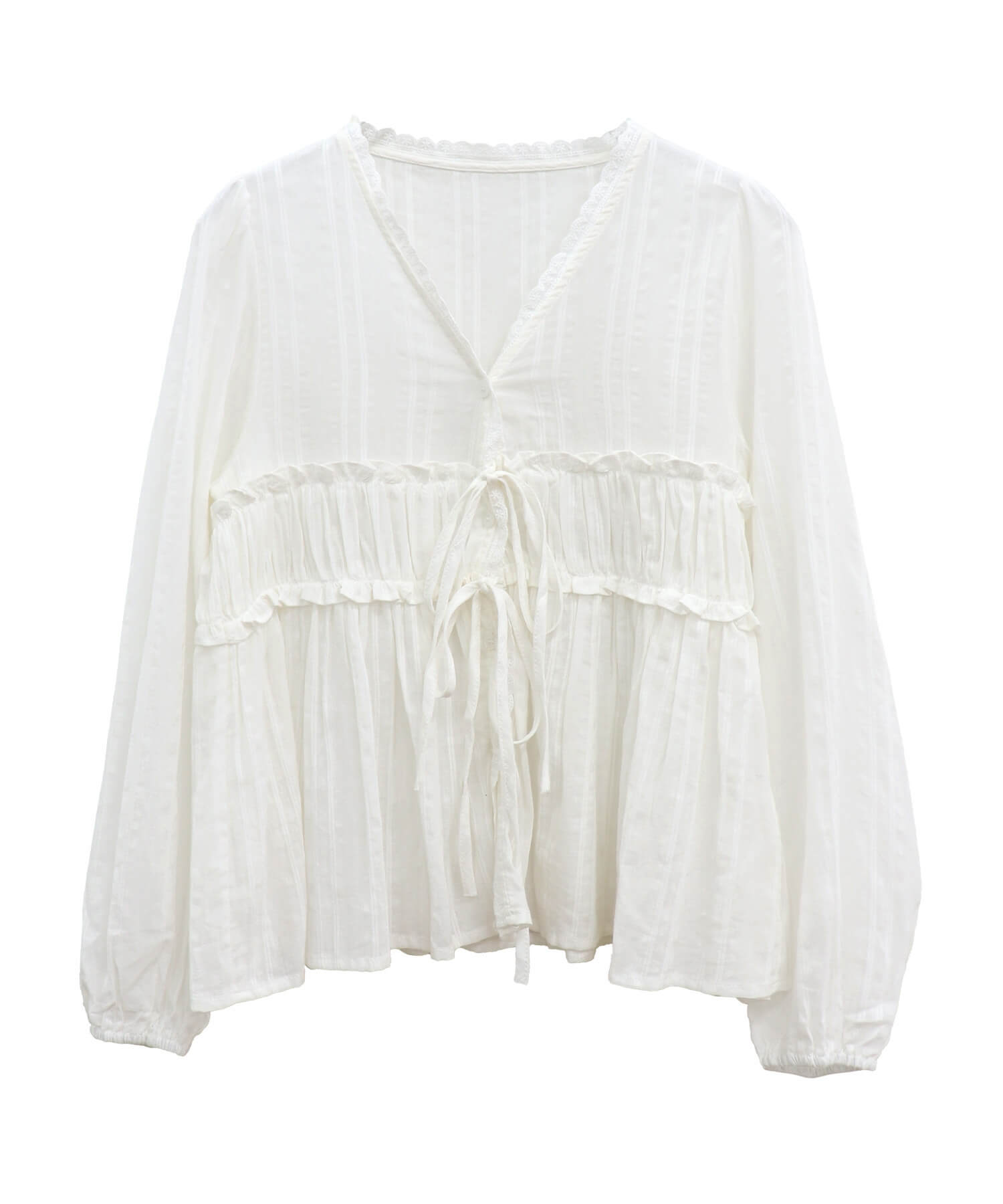 フロントリボンシアーブラウス | Front ribbon sheer blouse (chiica