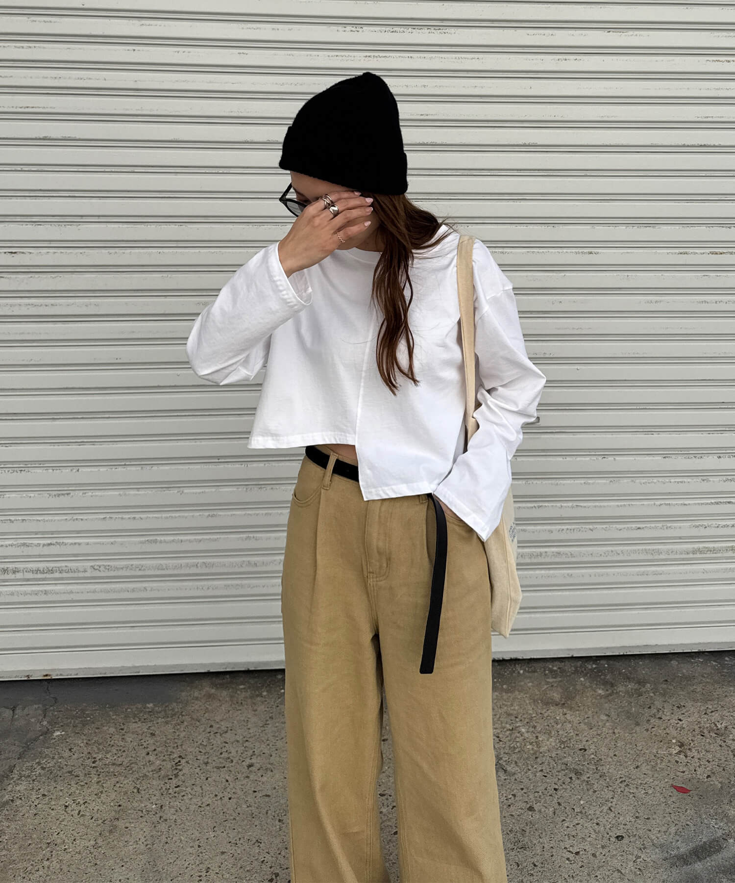 裾デザインカットクロップドTシャツ | Hem design cut cropped tee