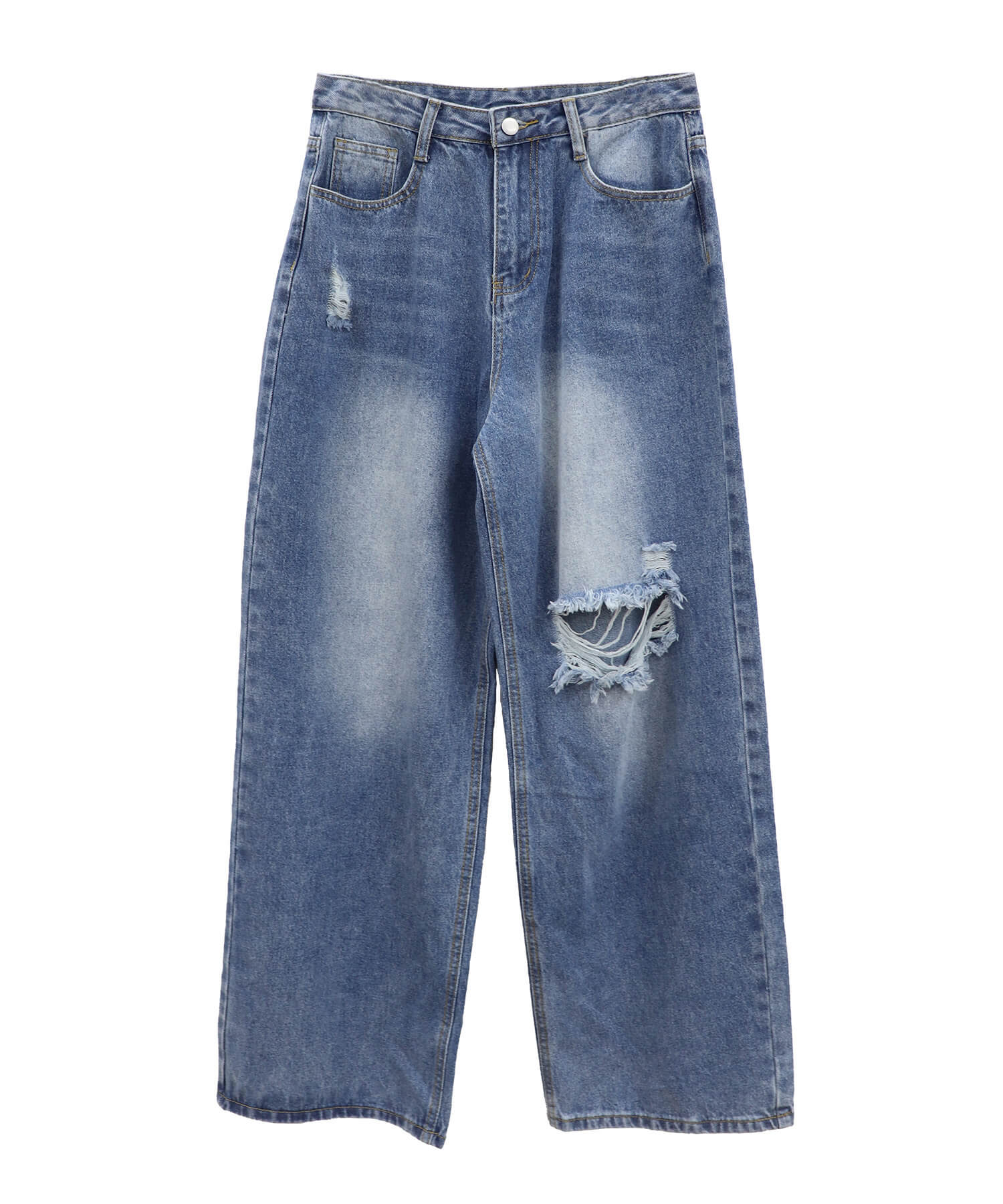 ヴィンテージダメージワイドデニム | Vintage damage wide denim