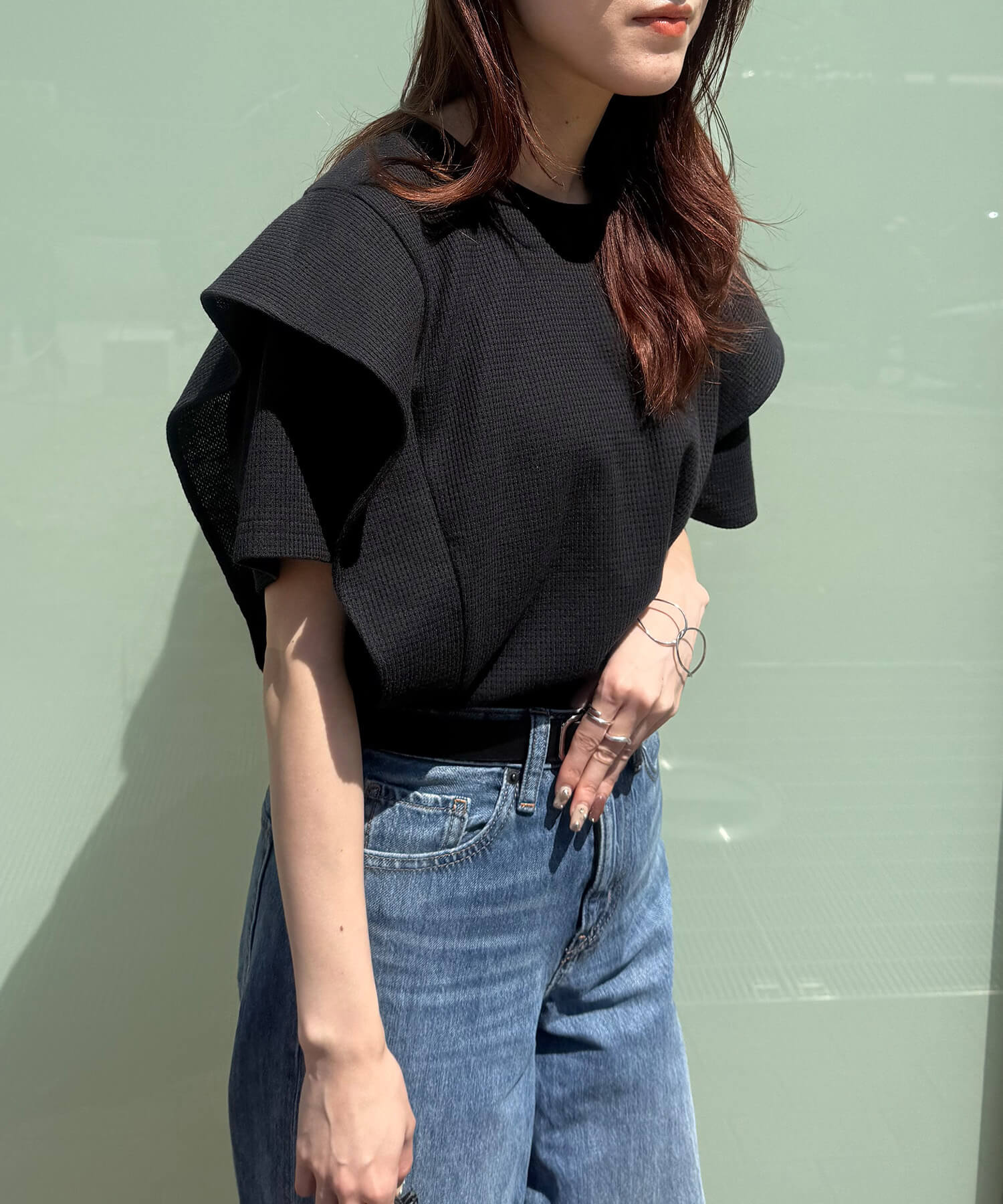 styling/ スタイリング ラッフルショルダートップス styling/（スタイリング）の「ラッフルショルダートップス（シャツ