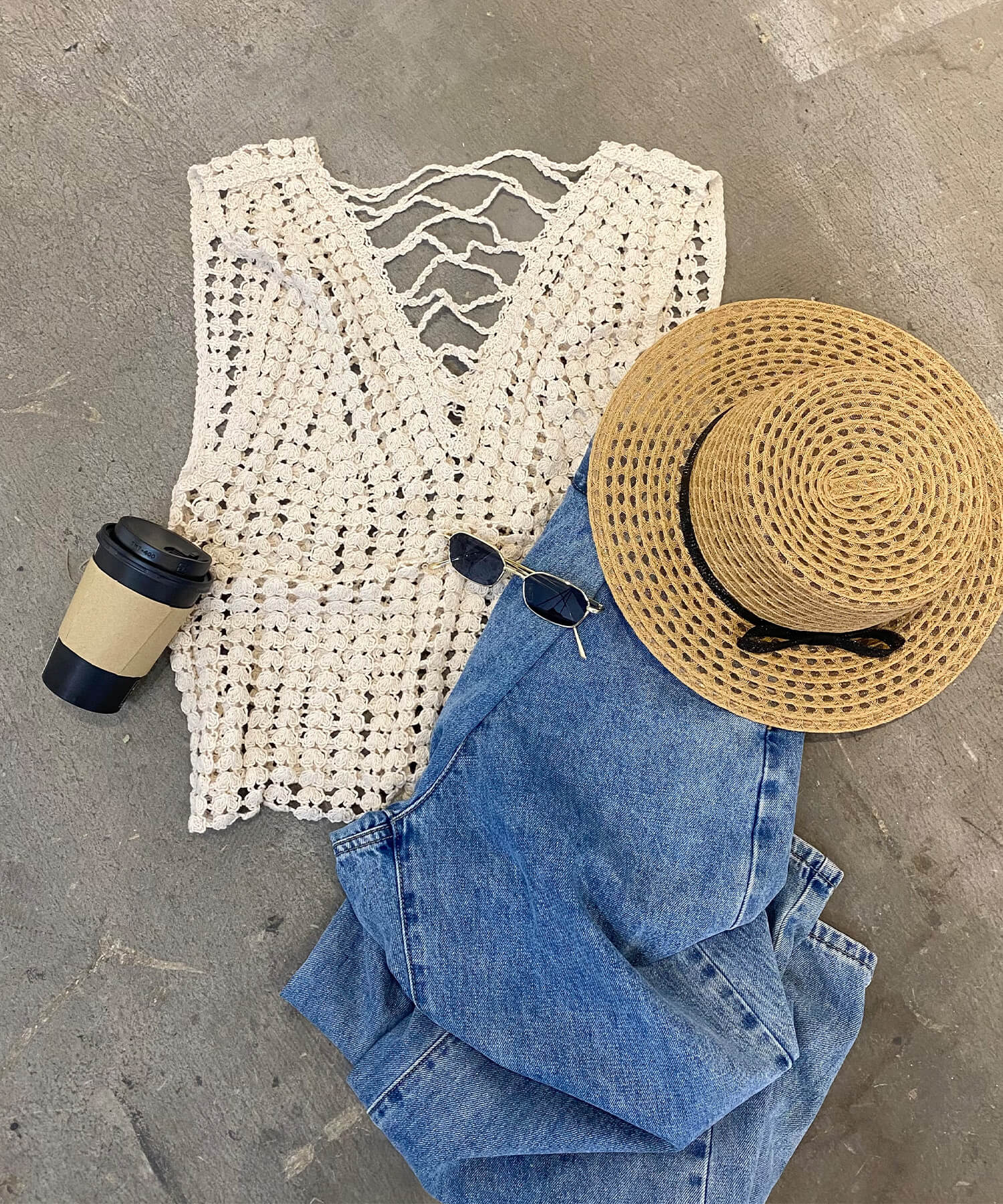 クロシェメッシュニットベスト | Crochet mesh knit vest (kiharu select)