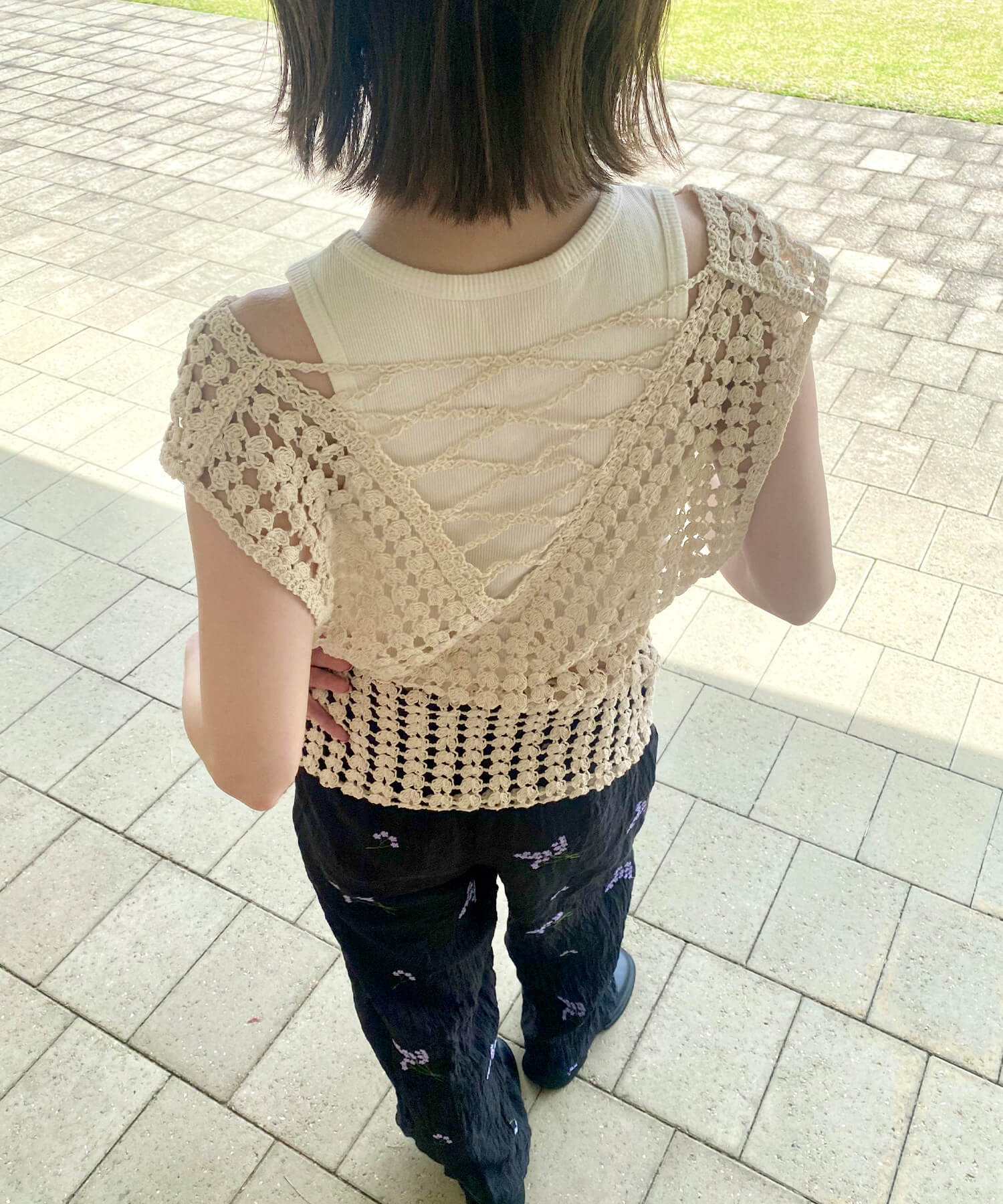 クロシェメッシュニットベスト | Crochet mesh knit vest (kiharu select)