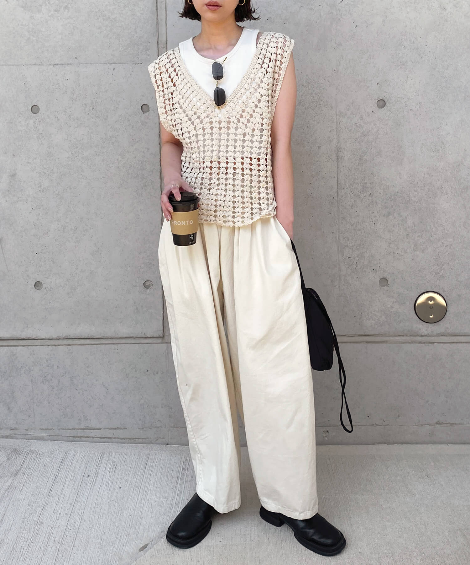 クロシェメッシュニットベスト | Crochet mesh knit vest (kiharu select)