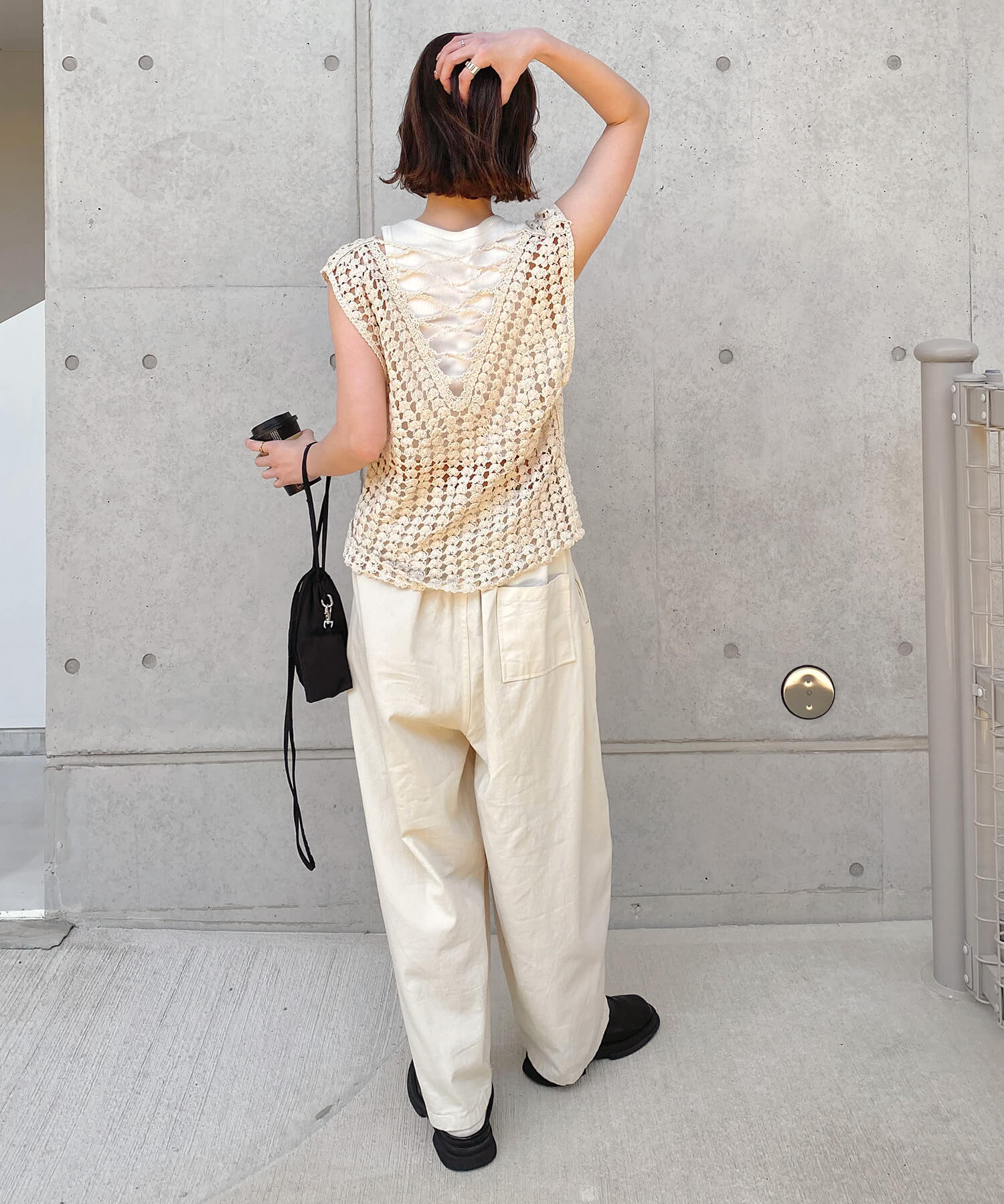クロシェメッシュニットベスト | Crochet mesh knit vest (kiharu select)