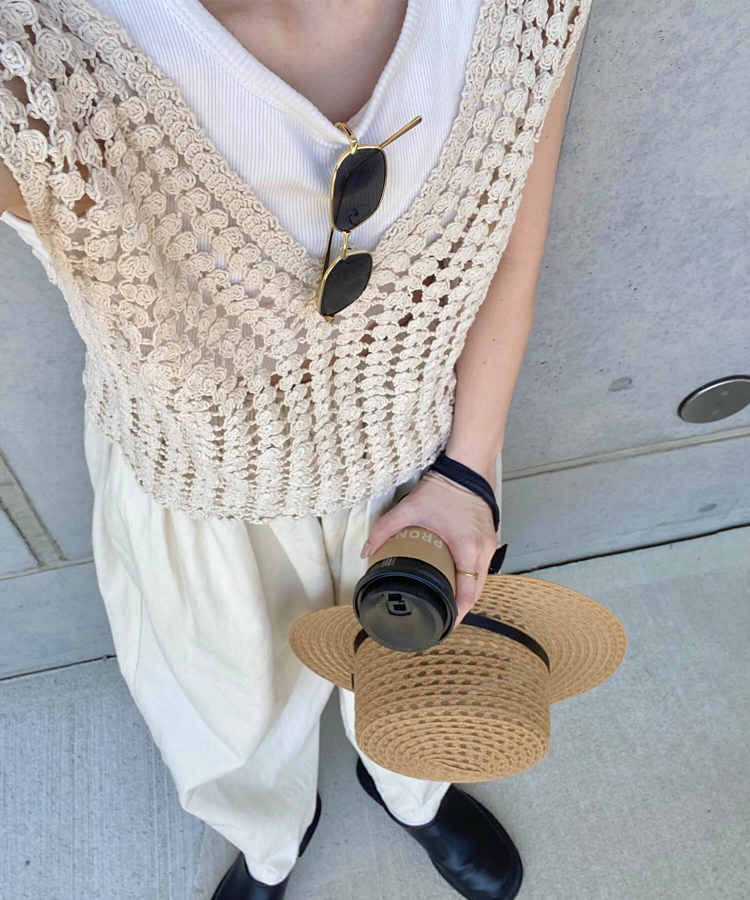 クロシェメッシュニットベスト | Crochet mesh knit vest (kiharu select)