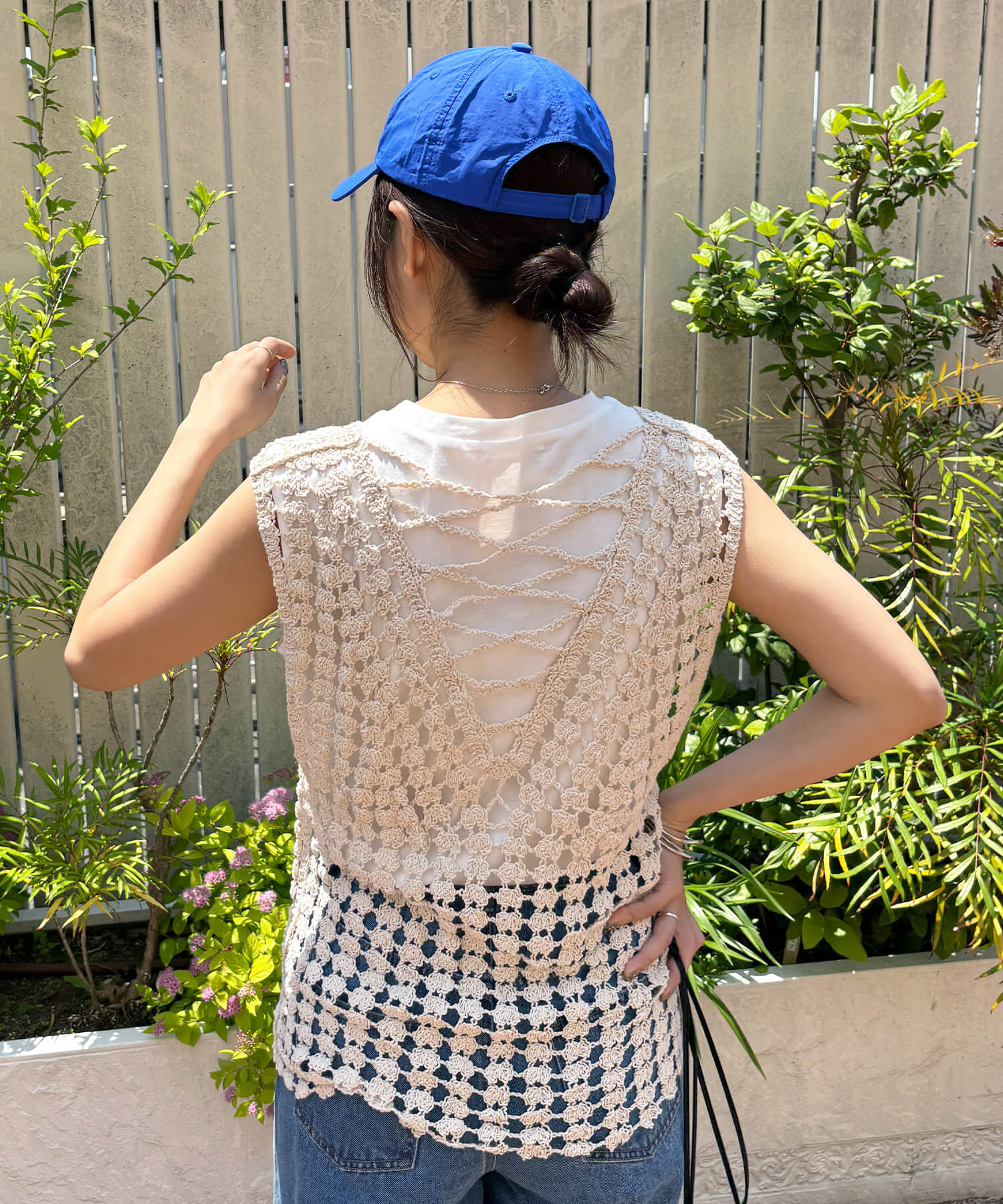 クロシェメッシュニットベスト | Crochet mesh knit vest (kiharu select)