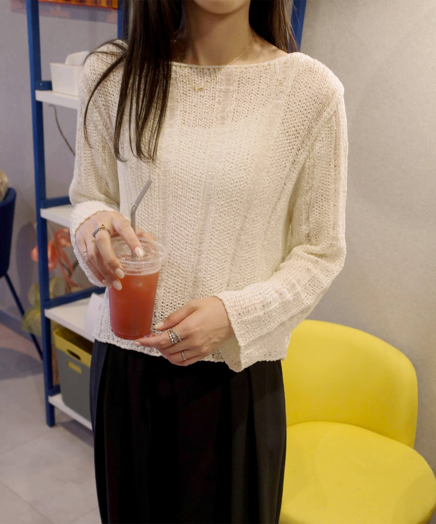 透かし編みニットプルオーバー | Openwork knit pullover (eri. select)