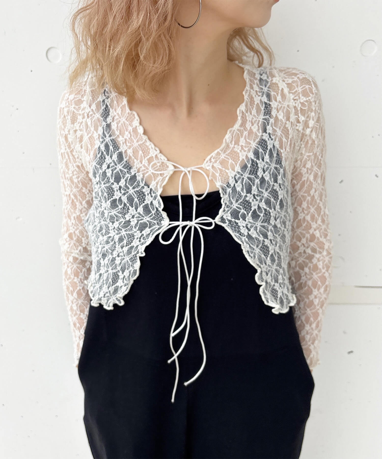 シアーレースボレロカーディガン | Sheer lace bolero cardigan