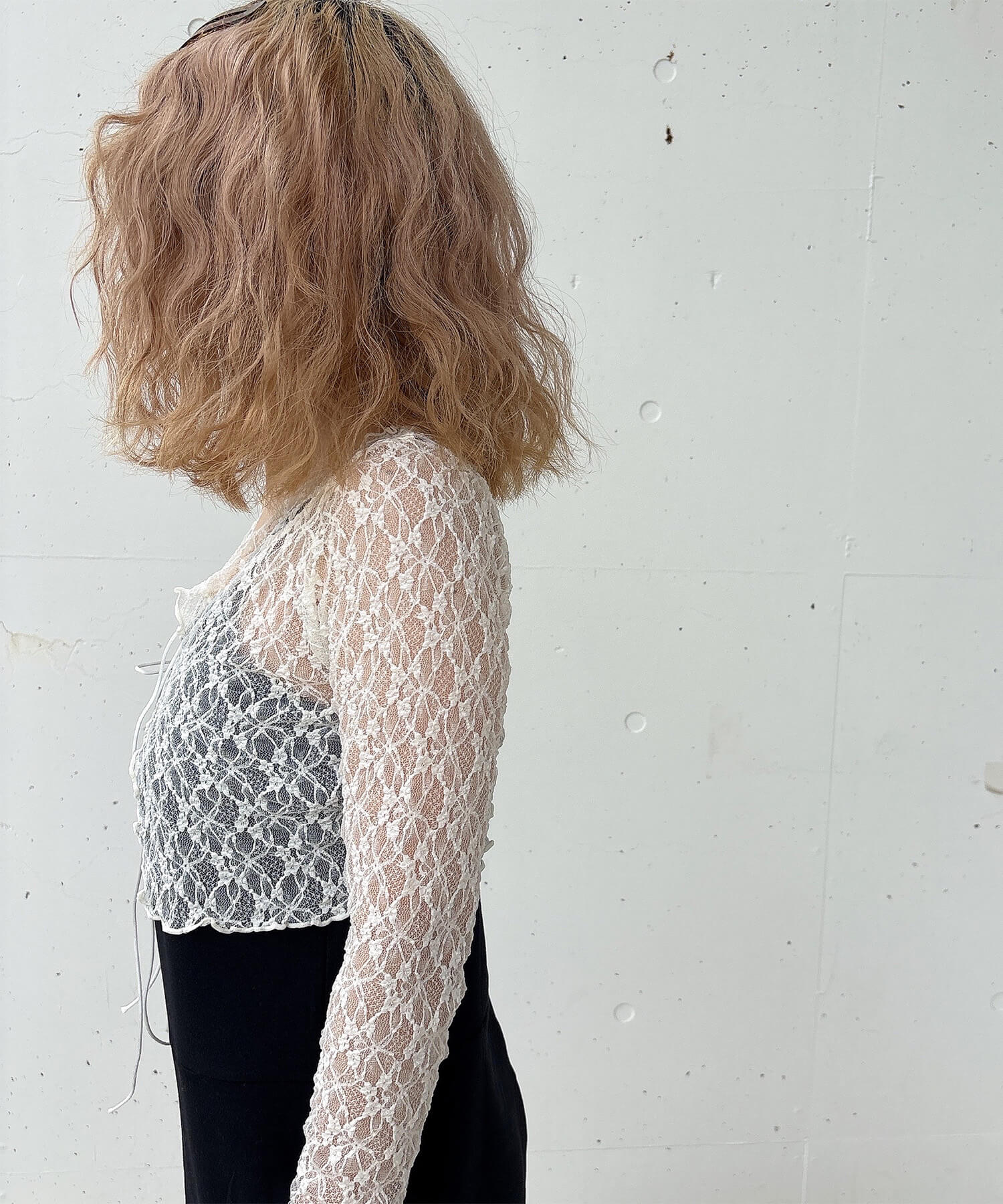 シアーレースボレロカーディガン | Sheer lace bolero cardigan