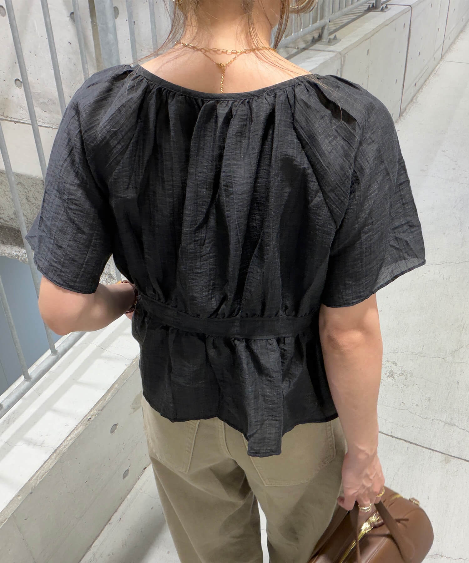 ワッシャーシアーリボンブラウス | Washed sheer ribon blouse (chiica