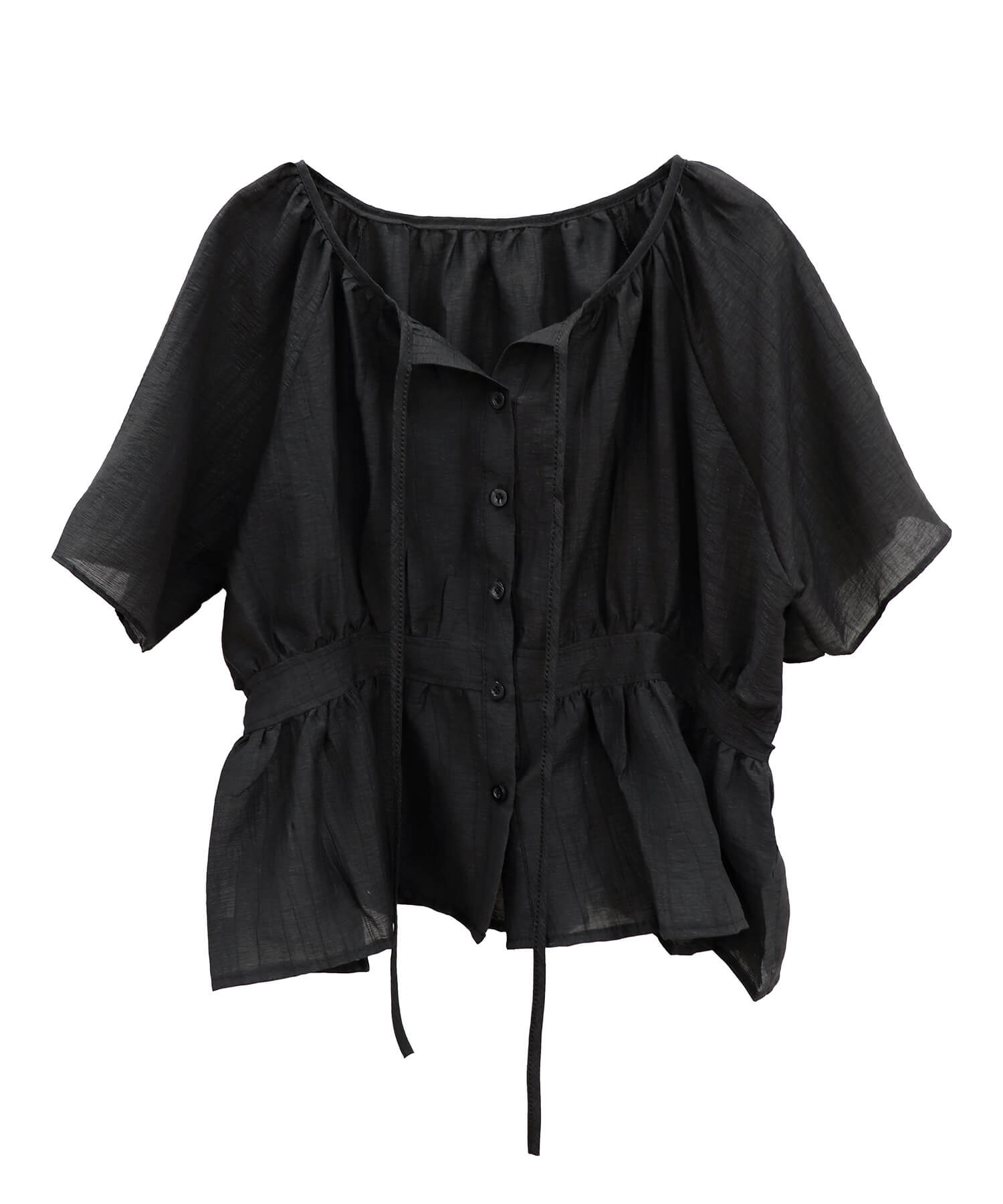 ワッシャーシアーリボンブラウス | Washer sheer ribon blouse (chiica