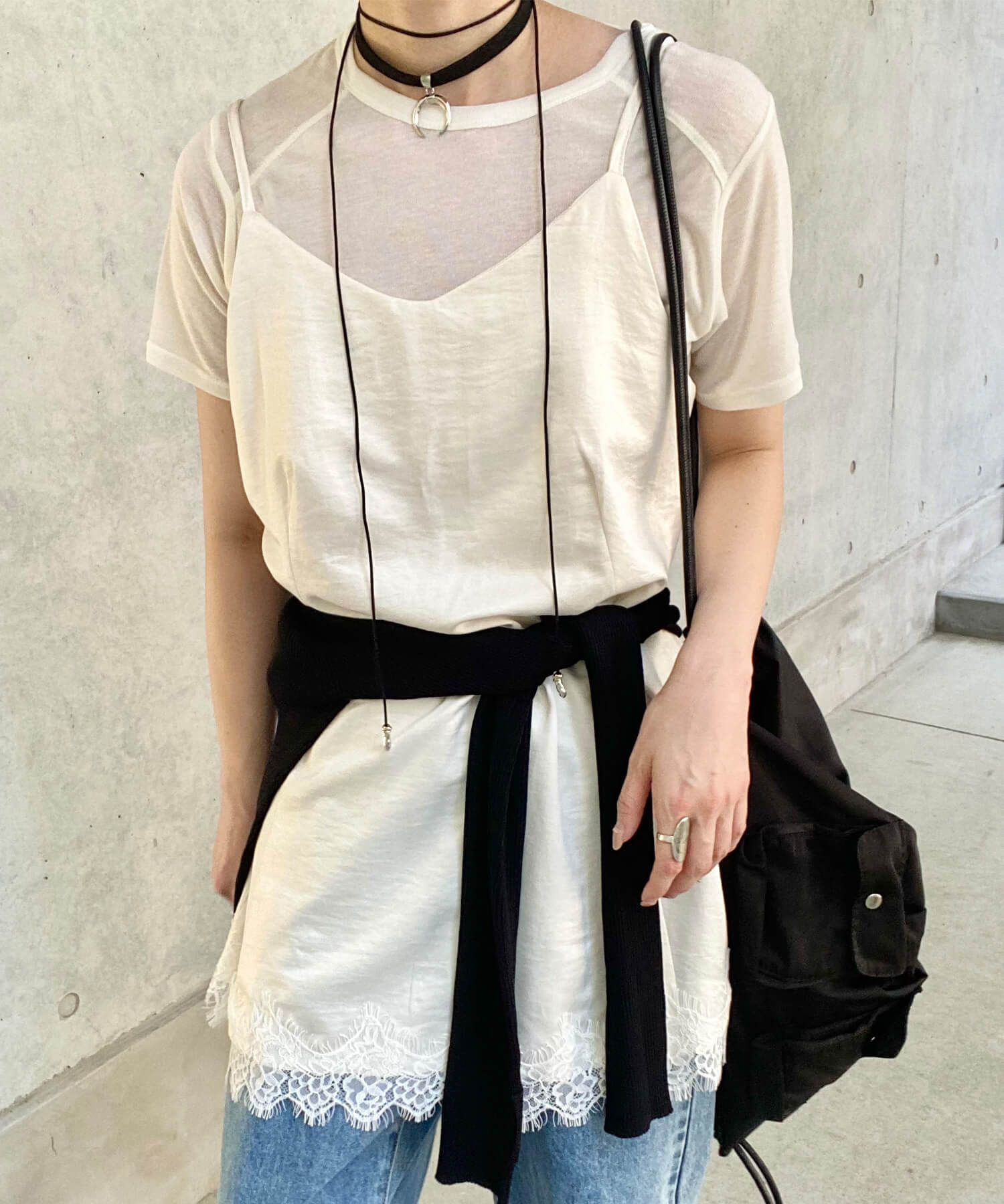 レースキャミソールミニワンピース | Lace camisole mini one-piece