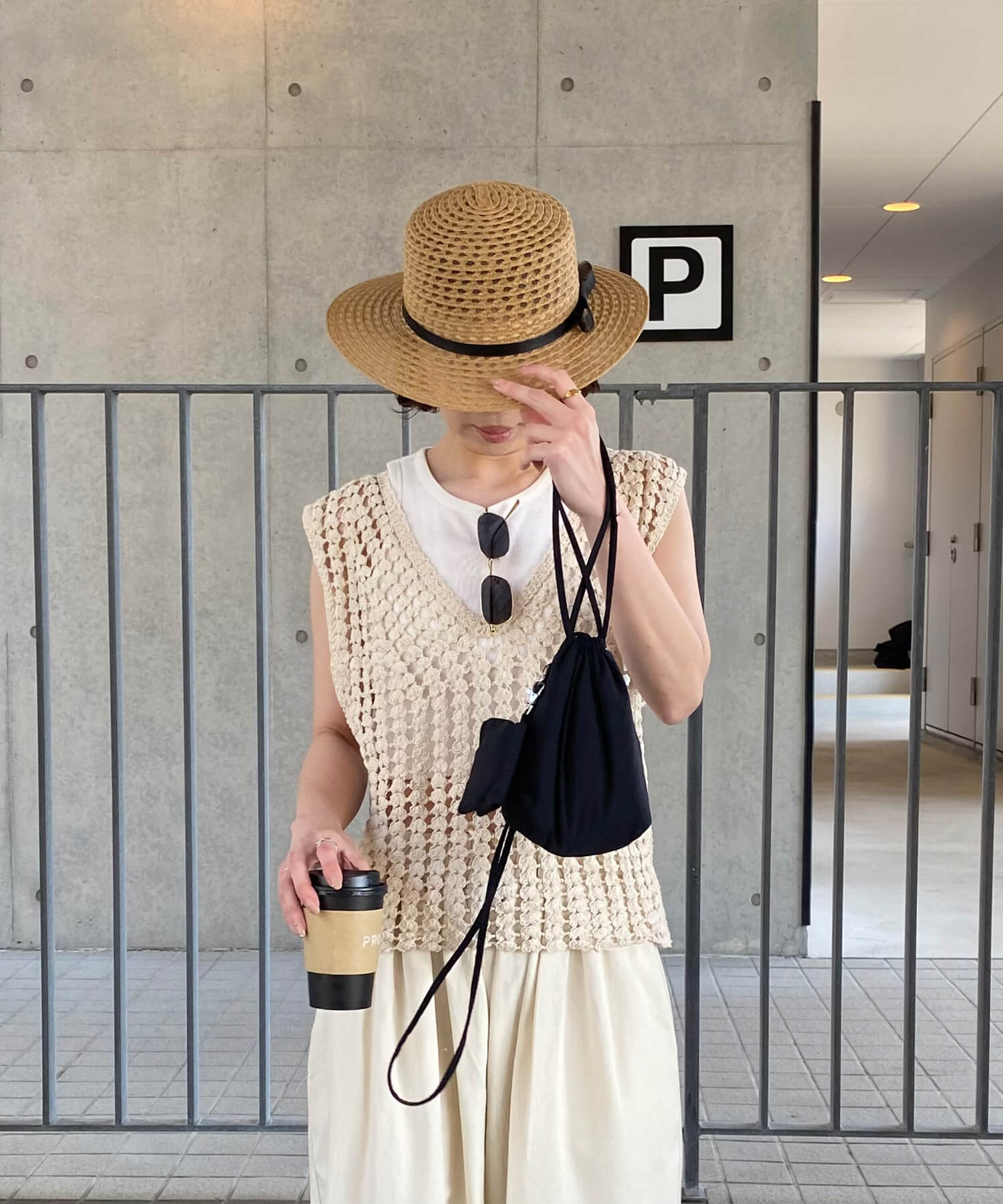 メッシュリボンストローハット | Mesh ribbon straw hat (kiharu select)