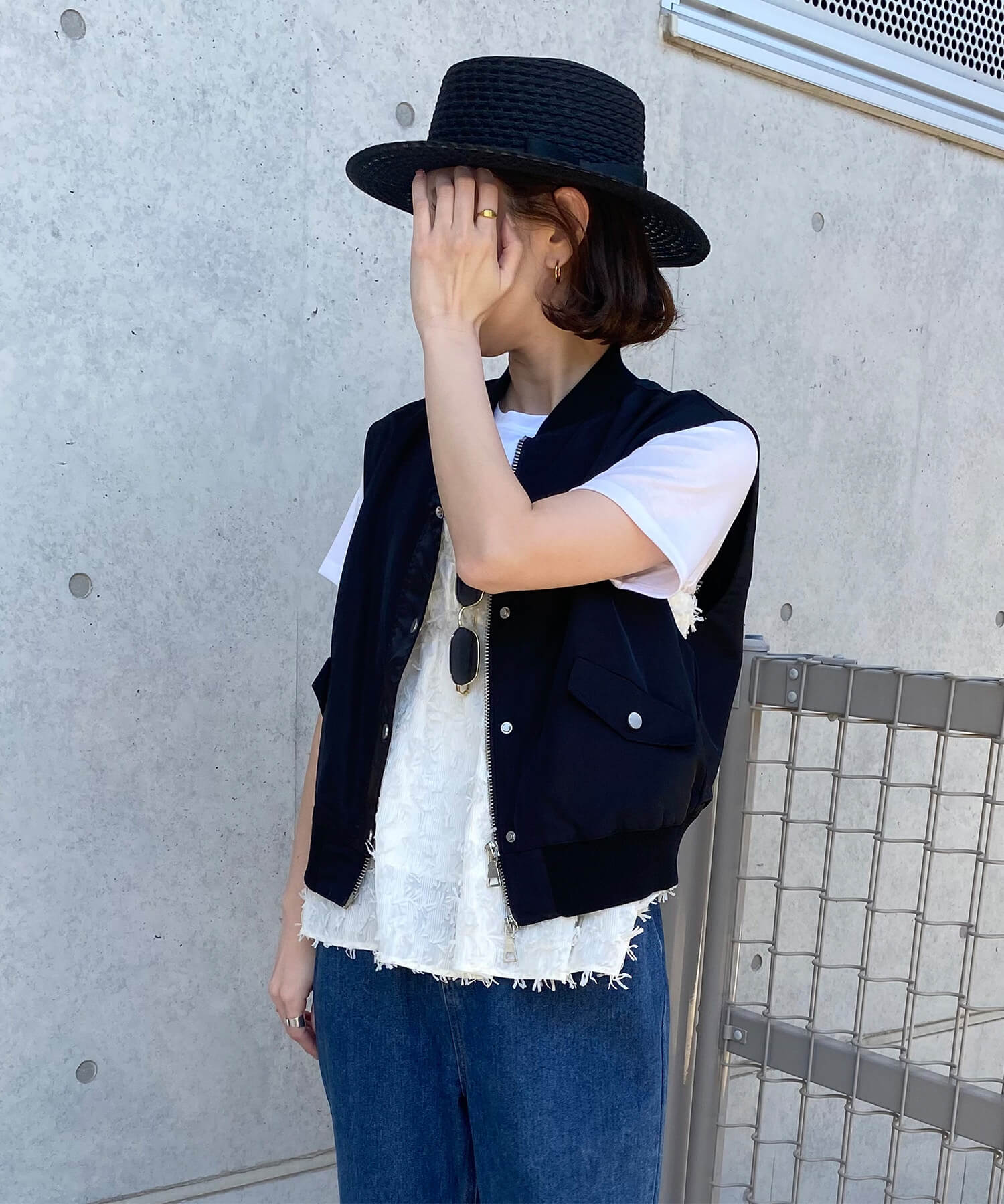 メッシュリボンストローハット | Mesh ribbon straw hat (kiharu select)
