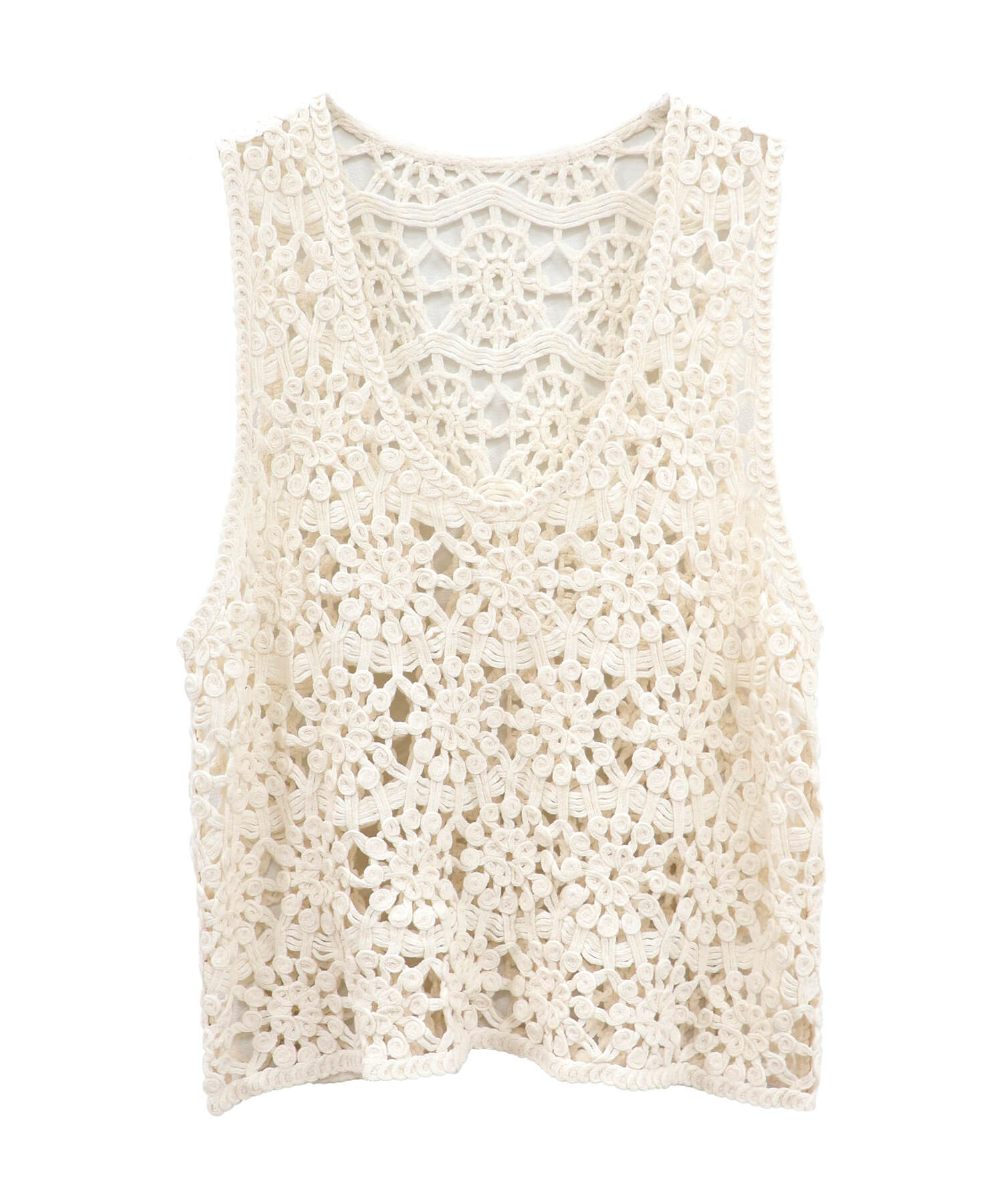 フラワークロシェニットベスト | Flower crochet knit vest (comochi